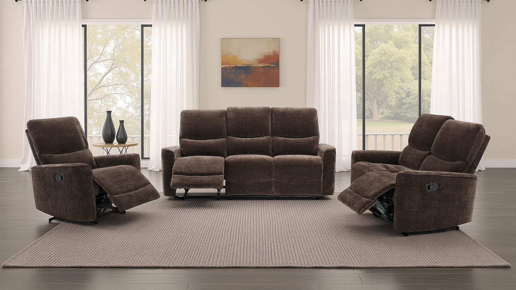 Tampa Furniture Outlet - Coaster - Navarro 3-piece Upholstered Reclining Sofa Set Dark Brown - 609571-S3