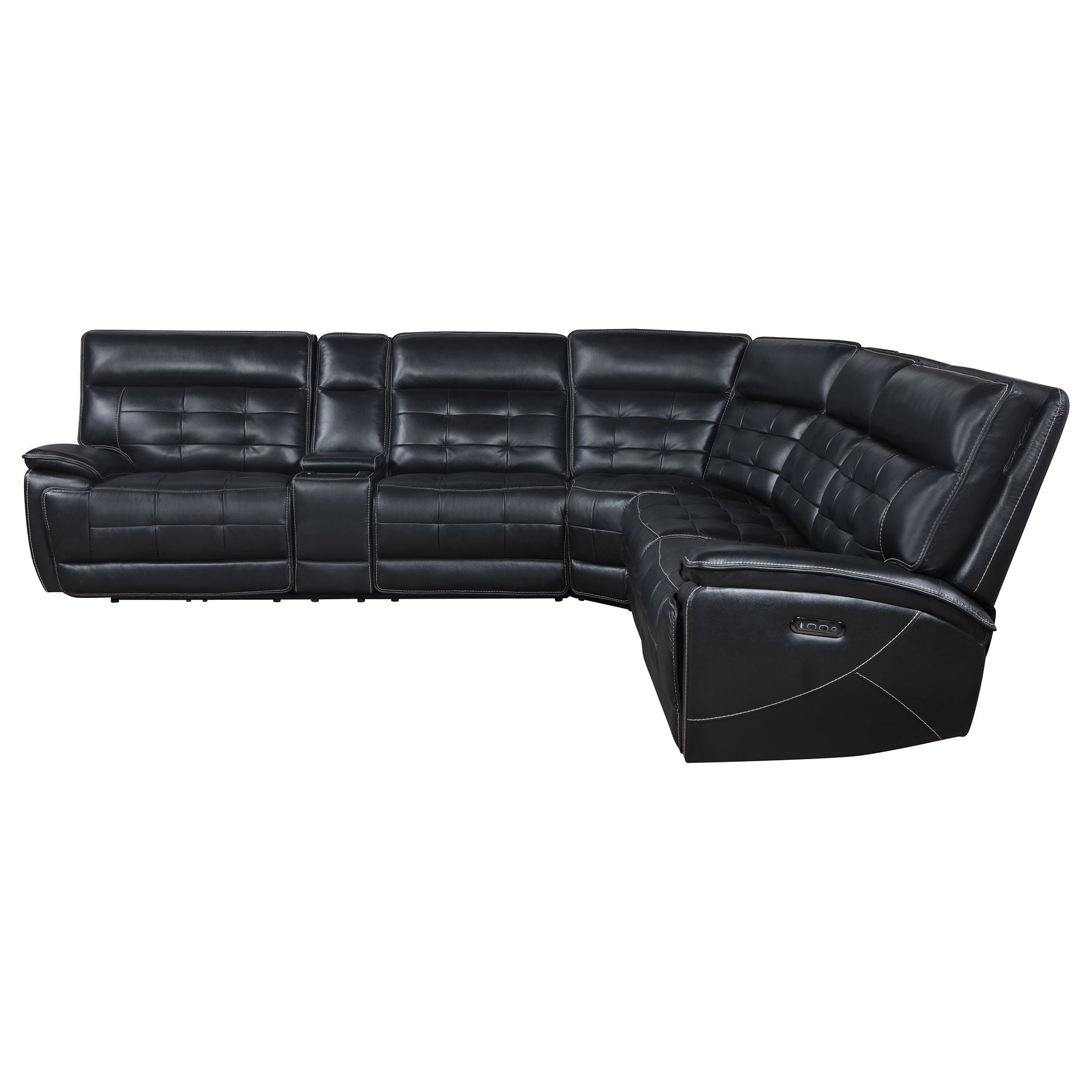 Hewitt Leather Dual Power Reclining Sectional Sofa Black - Tampa Furniture Outlet