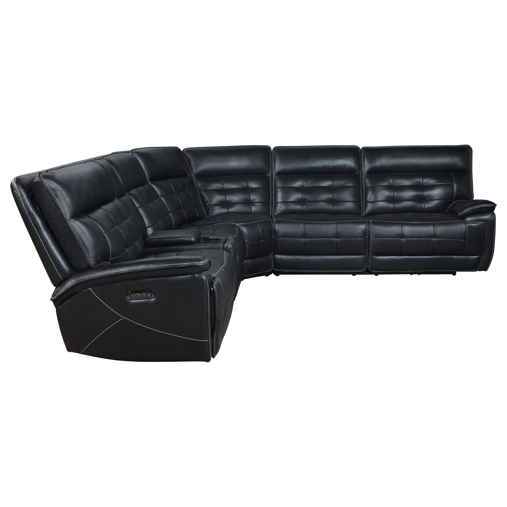 Hewitt Leather Dual Power Reclining Sectional Sofa Black - Tampa Furniture Outlet
