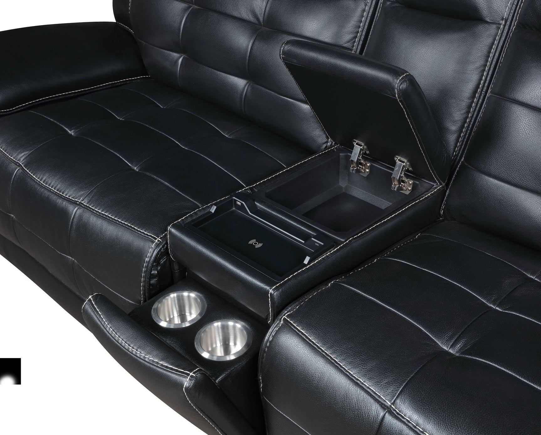 Hewitt Leather Dual Power Reclining Sectional Sofa Black - Tampa Furniture Outlet