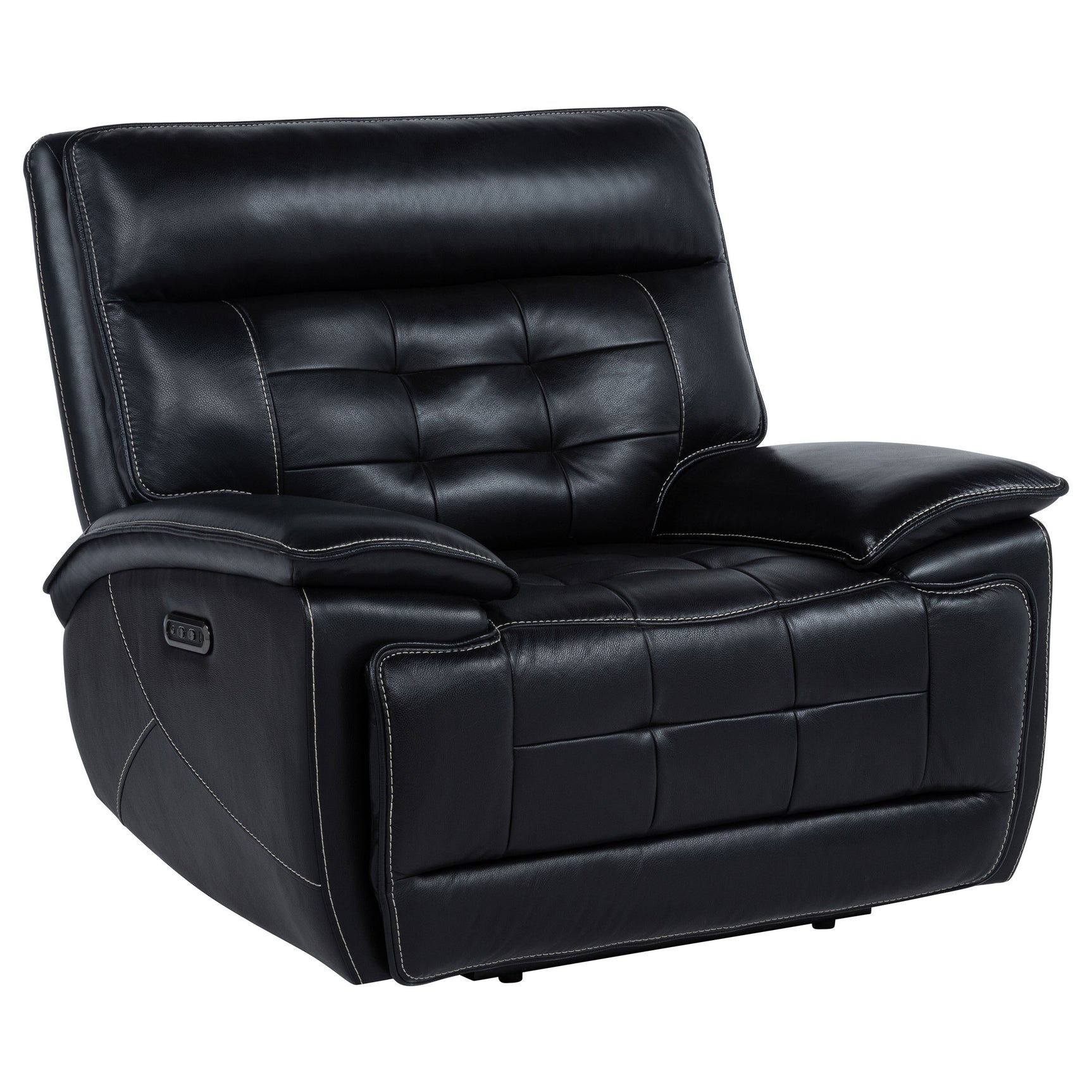 Tampa Furniture Outlet - Coaster - Hewitt Leather Upholstered Dual Power Recliner Chair Black - 609613PP