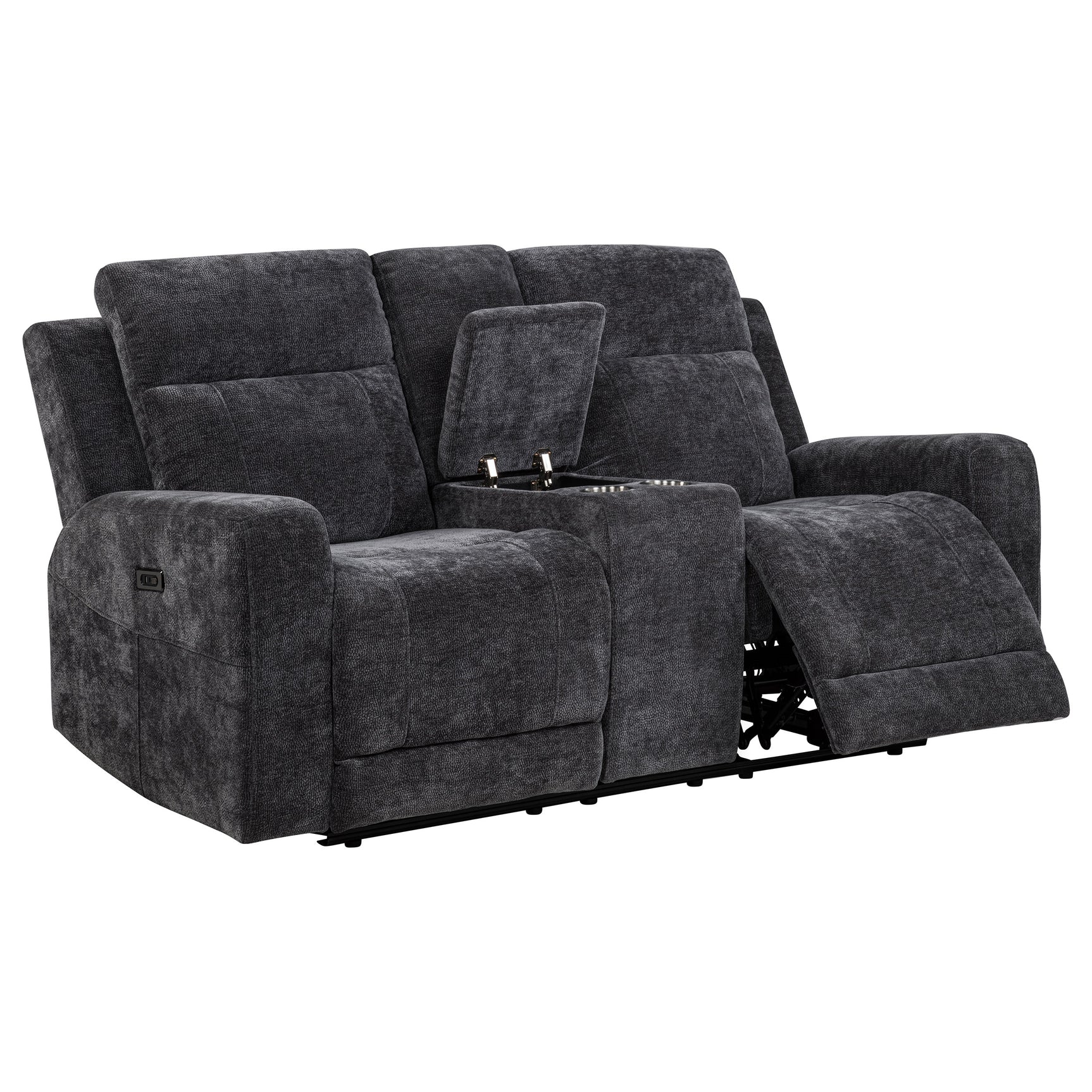 Tampa Furniture Outlet - Coaster - Kennett Chenille Upholstered Power Reclining Loveseat Grey - 610155P