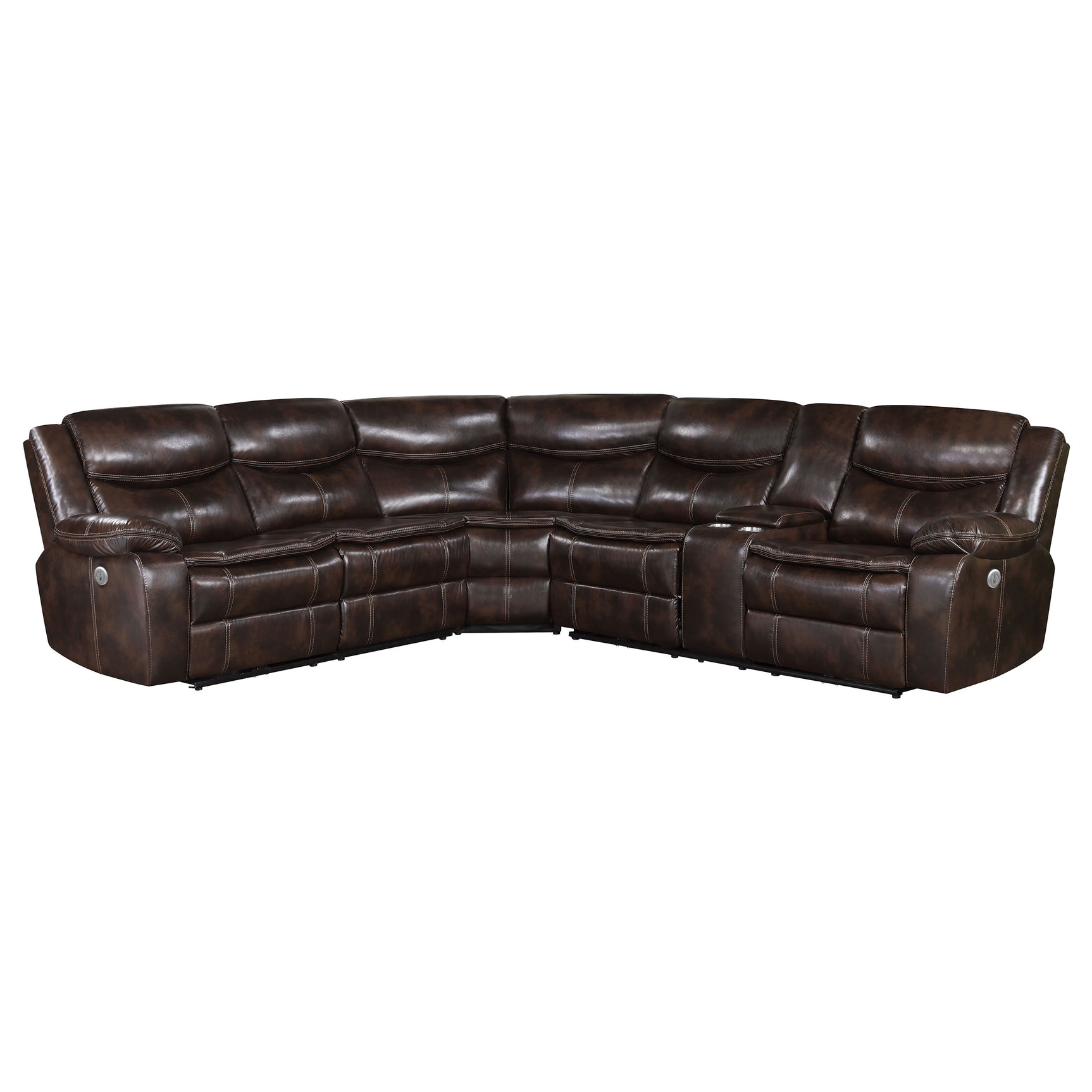 Sycamore Upholstered Power Reclining Sectional Sofa Brown - Tampa Furniture Outlet