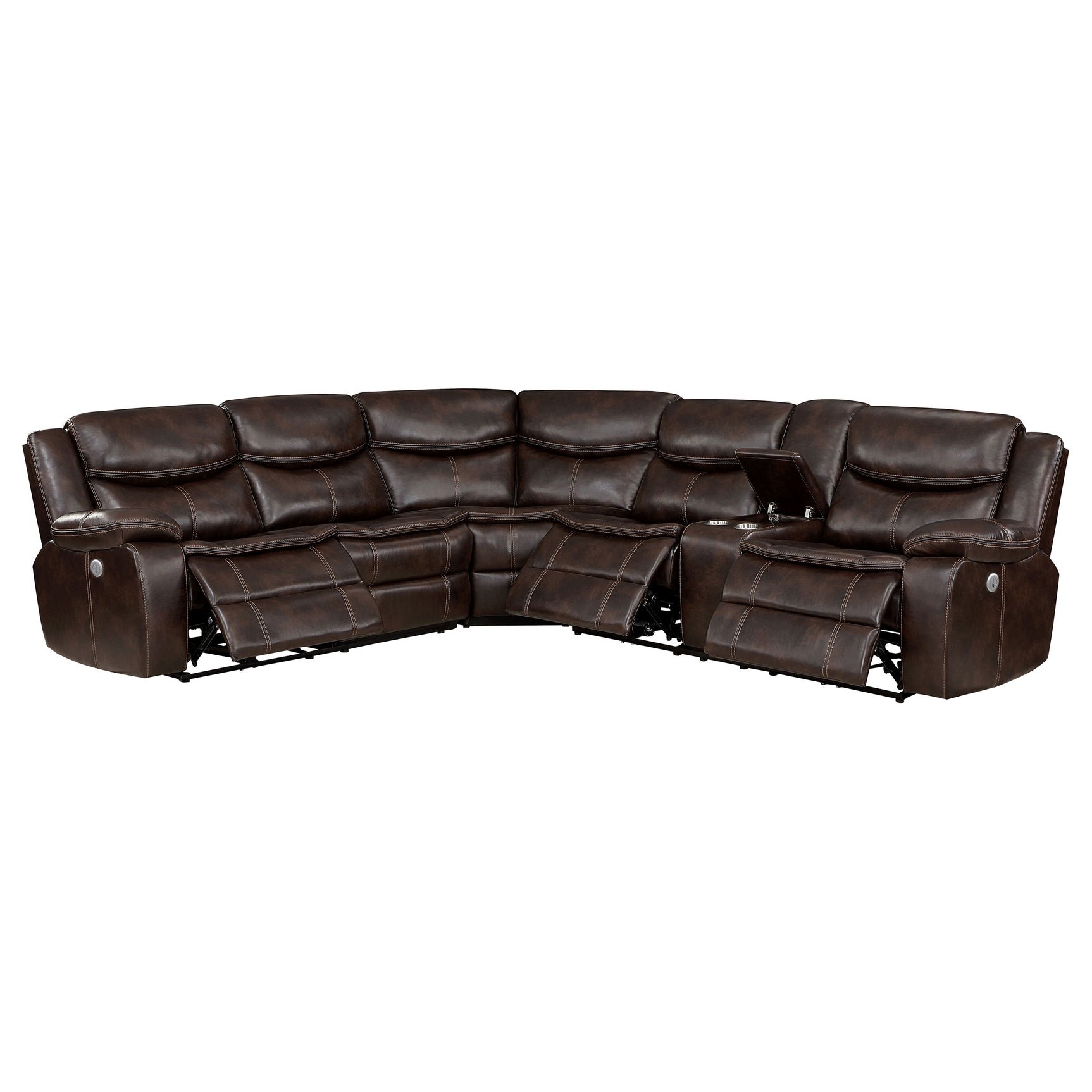 Tampa Furniture Outlet - Coaster - Sycamore Upholstered Power Reclining Sectional Sofa Brown - 610190P