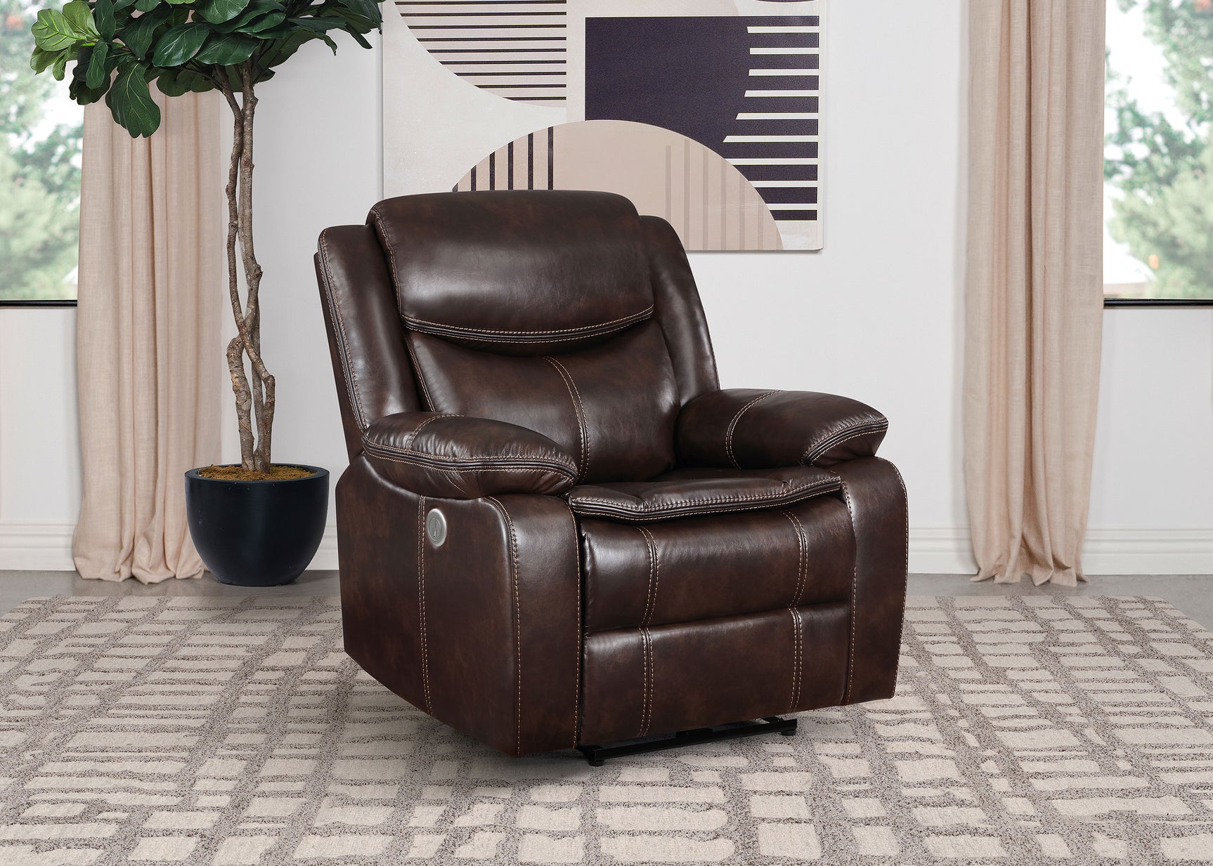 Sycamore Upholstered Power Recliner Chair Dark Brown - Tampa Furniture Outlet