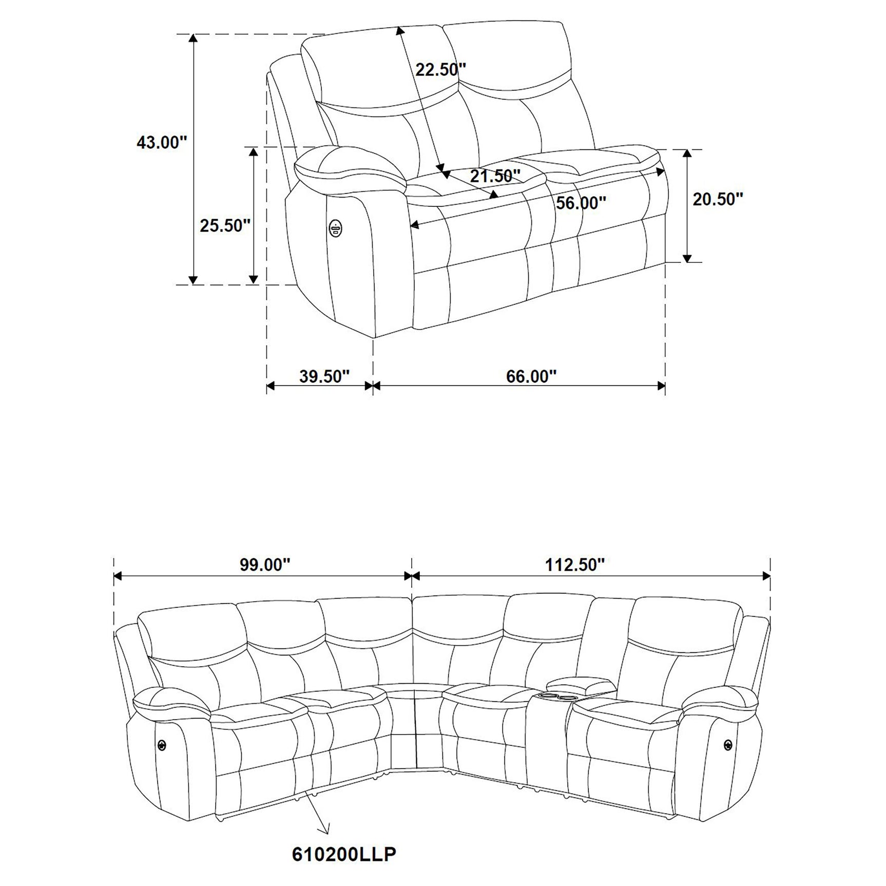 Sycamore Upholstered Power Reclining Sectional Sofa Grey - Tampa Furniture Outlet