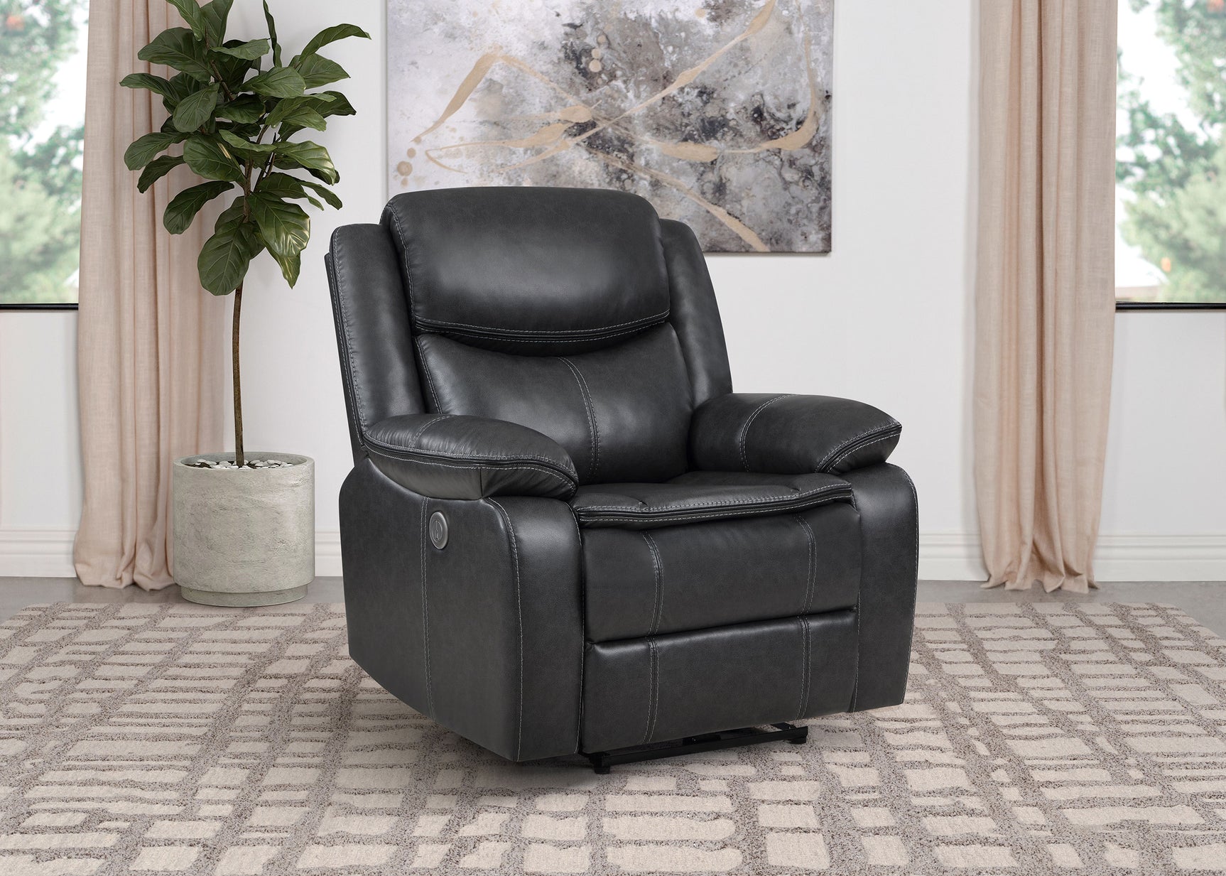 Sycamore Upholstered Power Recliner Chair Dark Grey - Tampa Furniture Outlet
