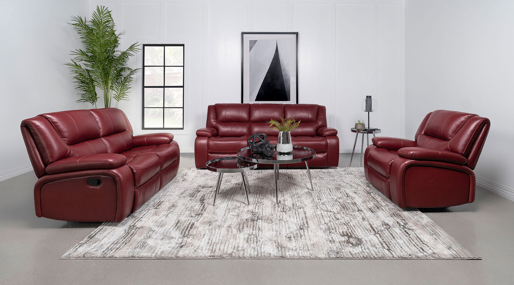 Tampa Furniture Outlet - Coaster - Camila 3-piece Upholstered Reclining Sofa Set Red - 610241-S3