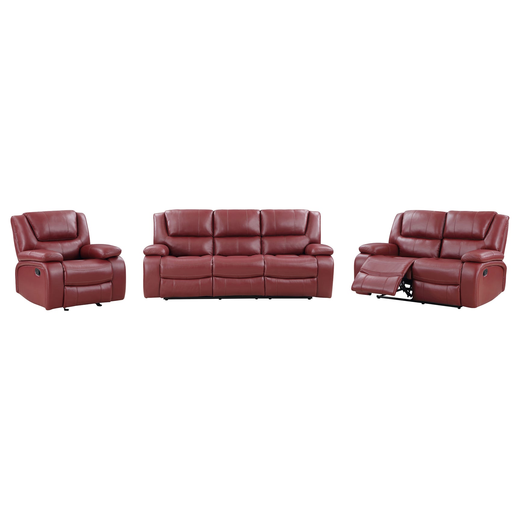 Camila 3-piece Upholstered Reclining Sofa Set Red - Tampa Furniture Outlet