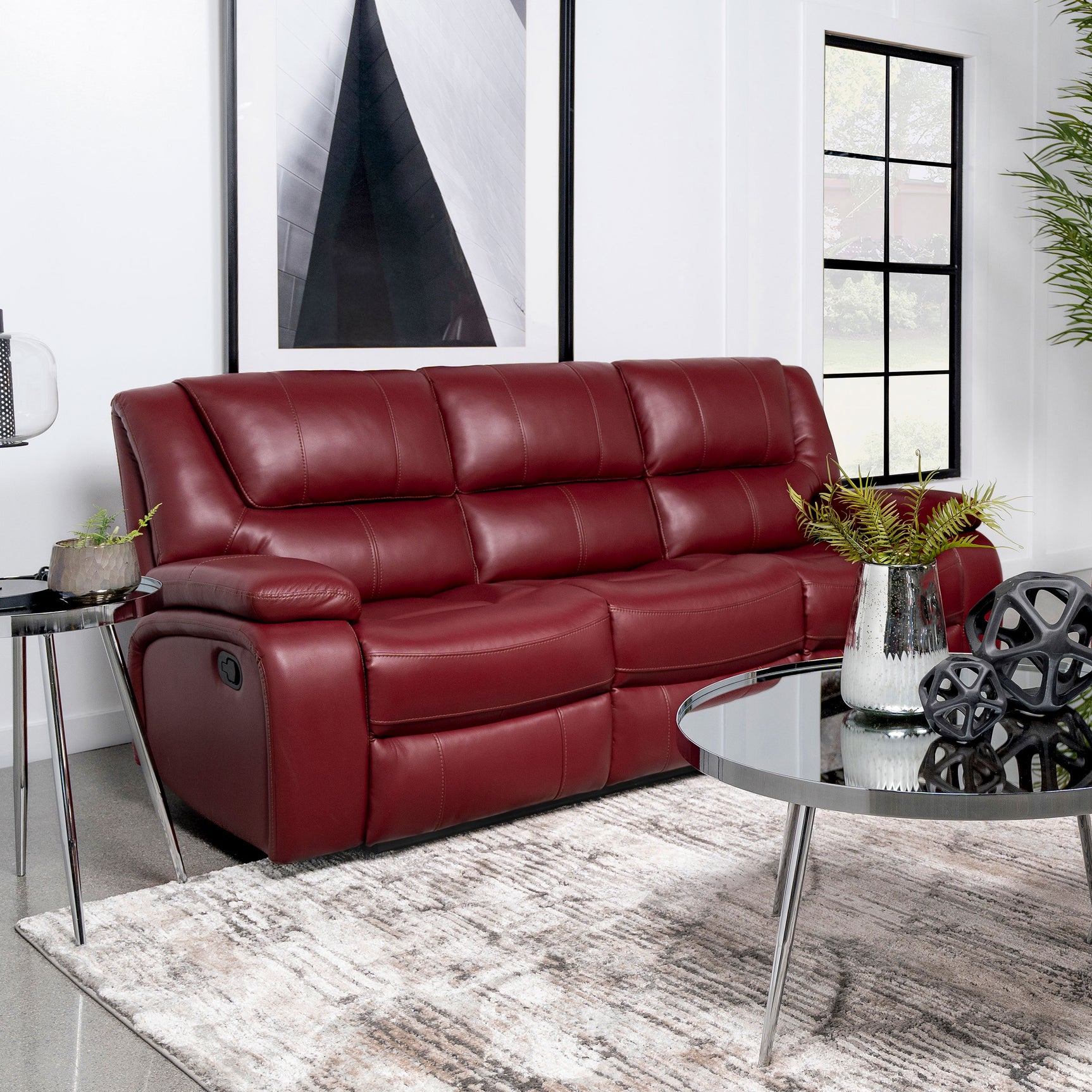 Camila Upholstered Motion Reclining Sofa Red - Tampa Furniture Outlet