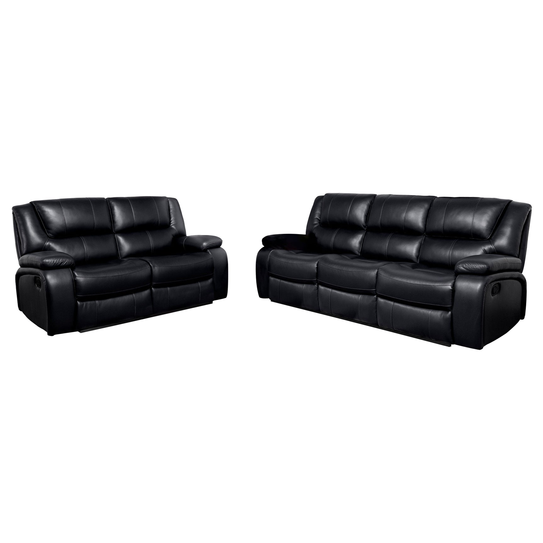 Camila 2-piece Upholstered Reclining Sofa Set Black - Tampa Furniture Outlet
