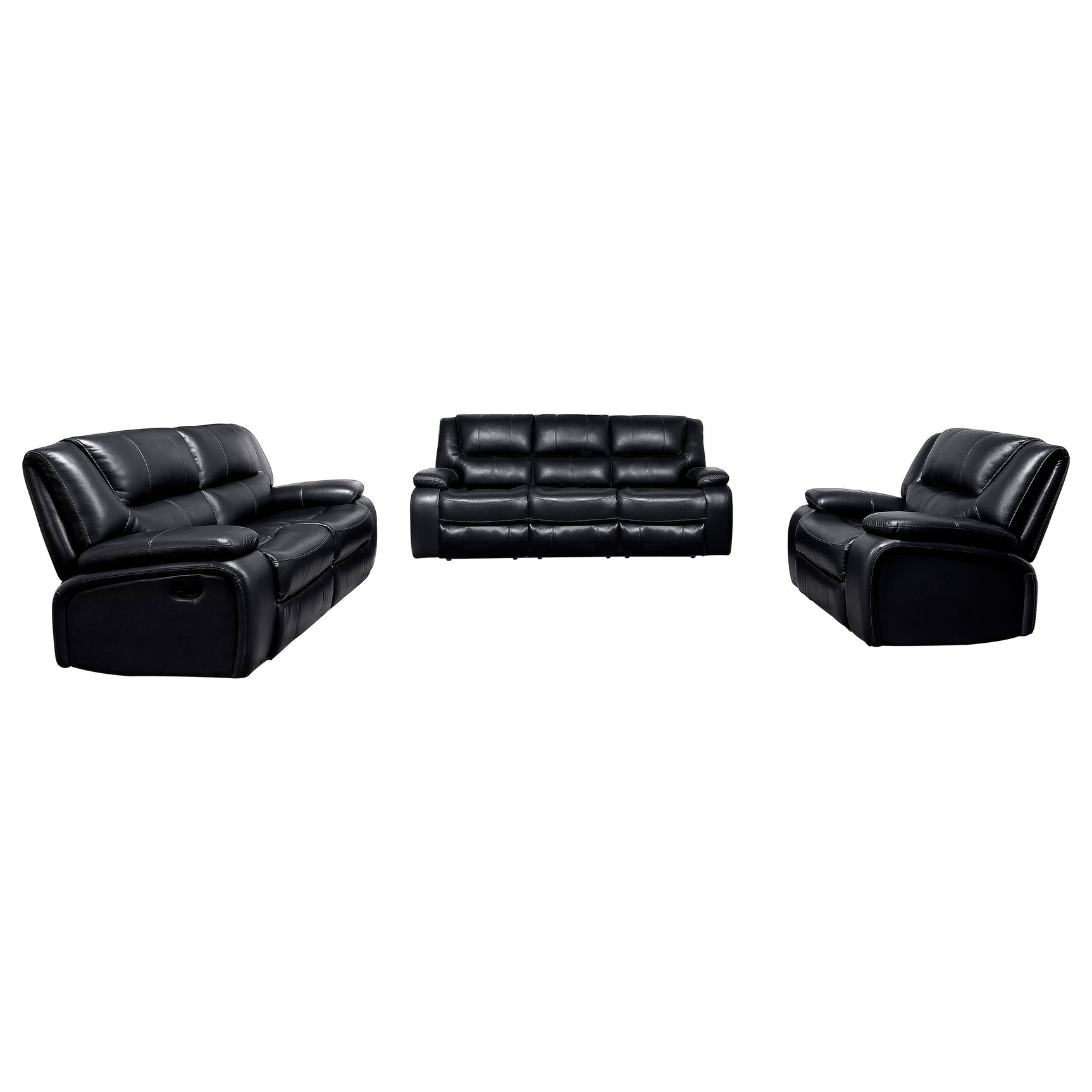 Camila 3-piece Upholstered Reclining Sofa Set Black - Tampa Furniture Outlet