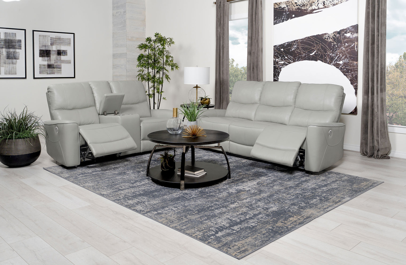 Greenfield 2-piece Power Reclining Sofa Set Dove Grey - Tampa Furniture Outlet
