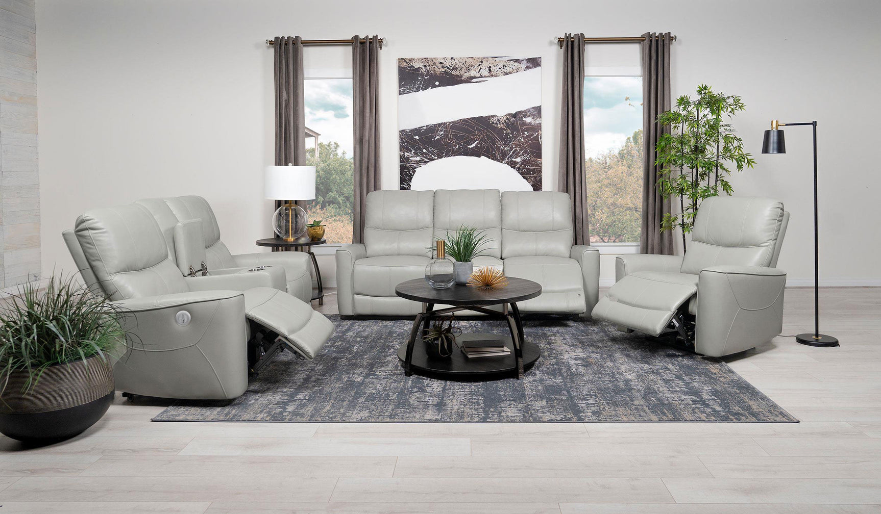 Greenfield 3-piece Power Reclining Sofa Set Dove Grey - Tampa Furniture Outlet