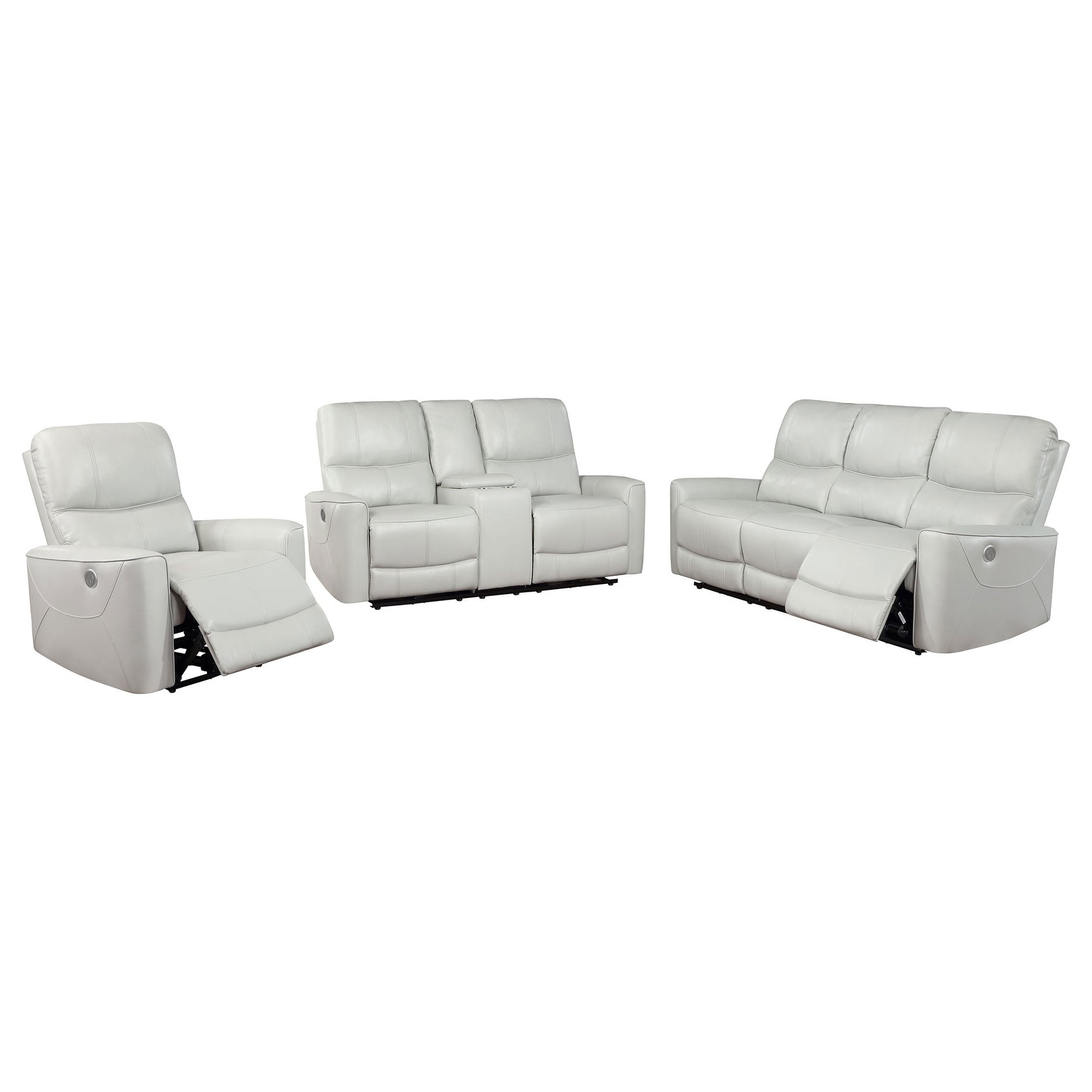 Greenfield 3-piece Power Reclining Sofa Set Dove Grey - Tampa Furniture Outlet