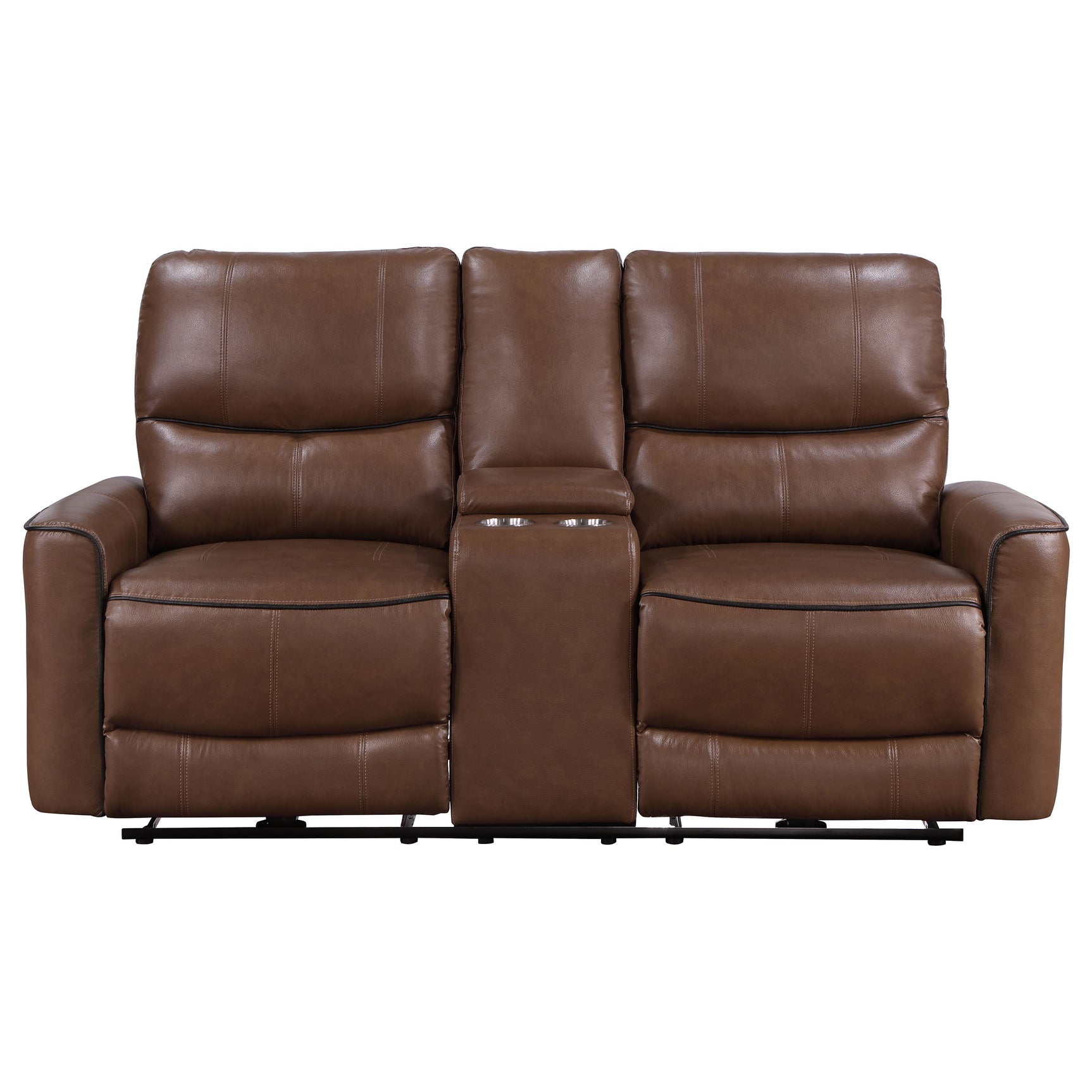 Greenfield Upholstered Power Reclining Loveseat Saddle Brown - Tampa Furniture Outlet