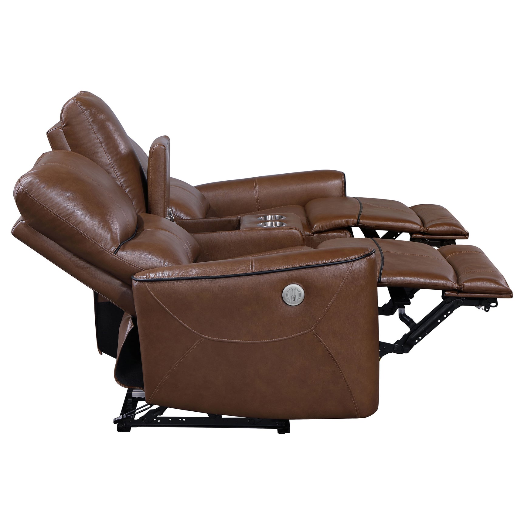 Greenfield Upholstered Power Reclining Loveseat Saddle Brown - Tampa Furniture Outlet