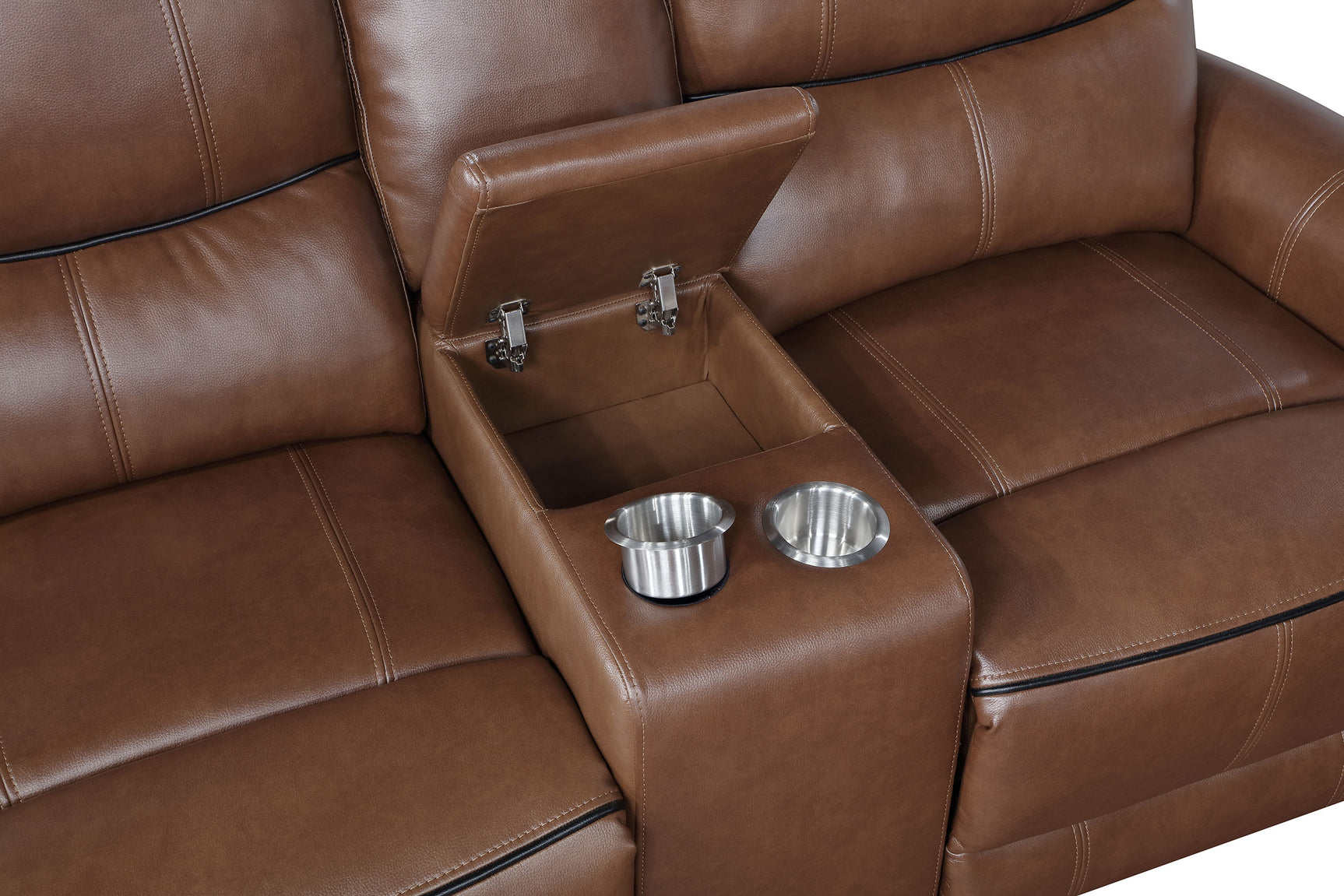 Greenfield Upholstered Power Reclining Loveseat Saddle Brown - Tampa Furniture Outlet