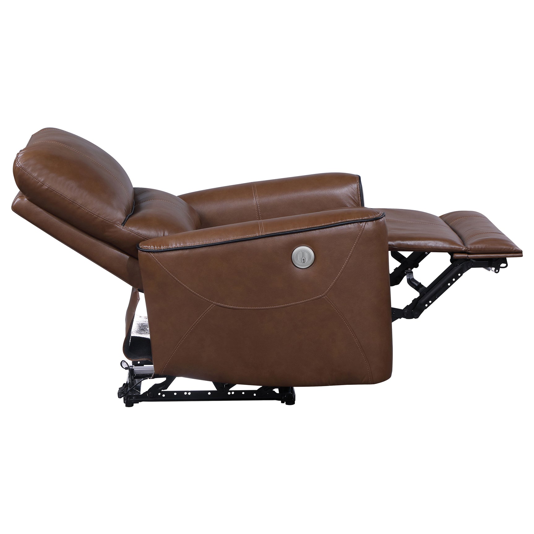 Greenfield Upholstered Power Recliner Chair Saddle Brown - Tampa Furniture Outlet