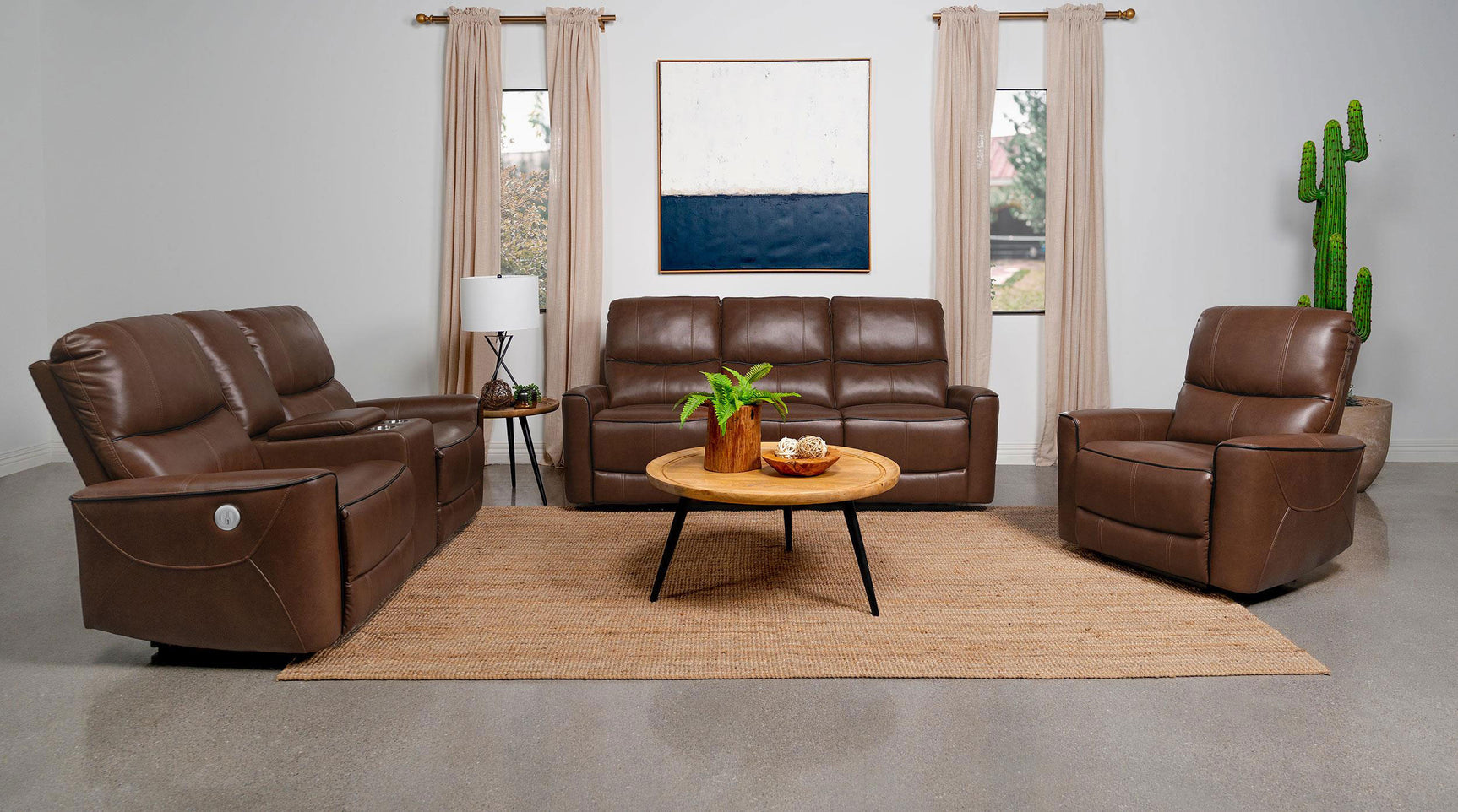 Greenfield Upholstered Power Recliner Chair Saddle Brown - Tampa Furniture Outlet