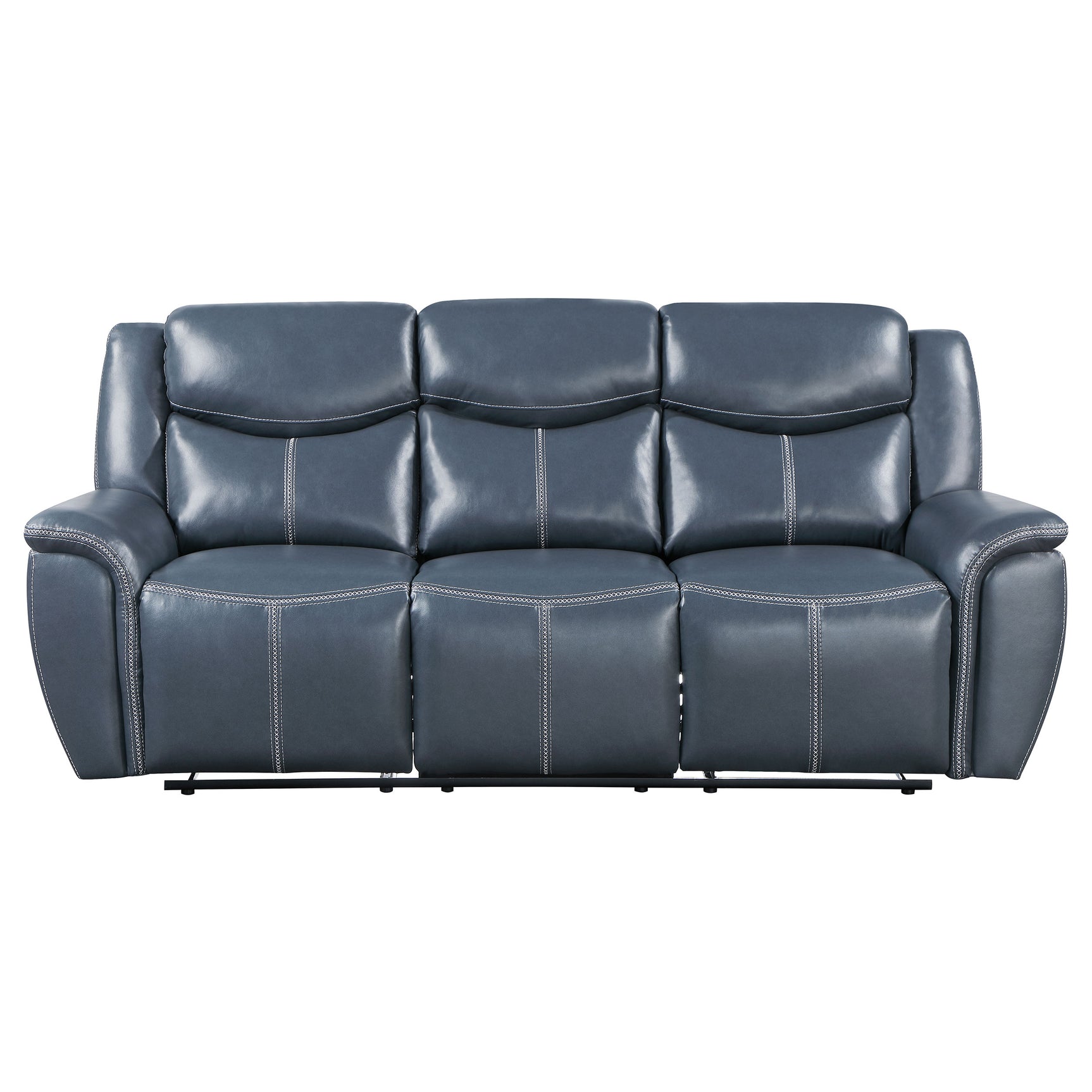 Sloane Upholstered Padded Arm Reclining Sofa Blue - Tampa Furniture Outlet