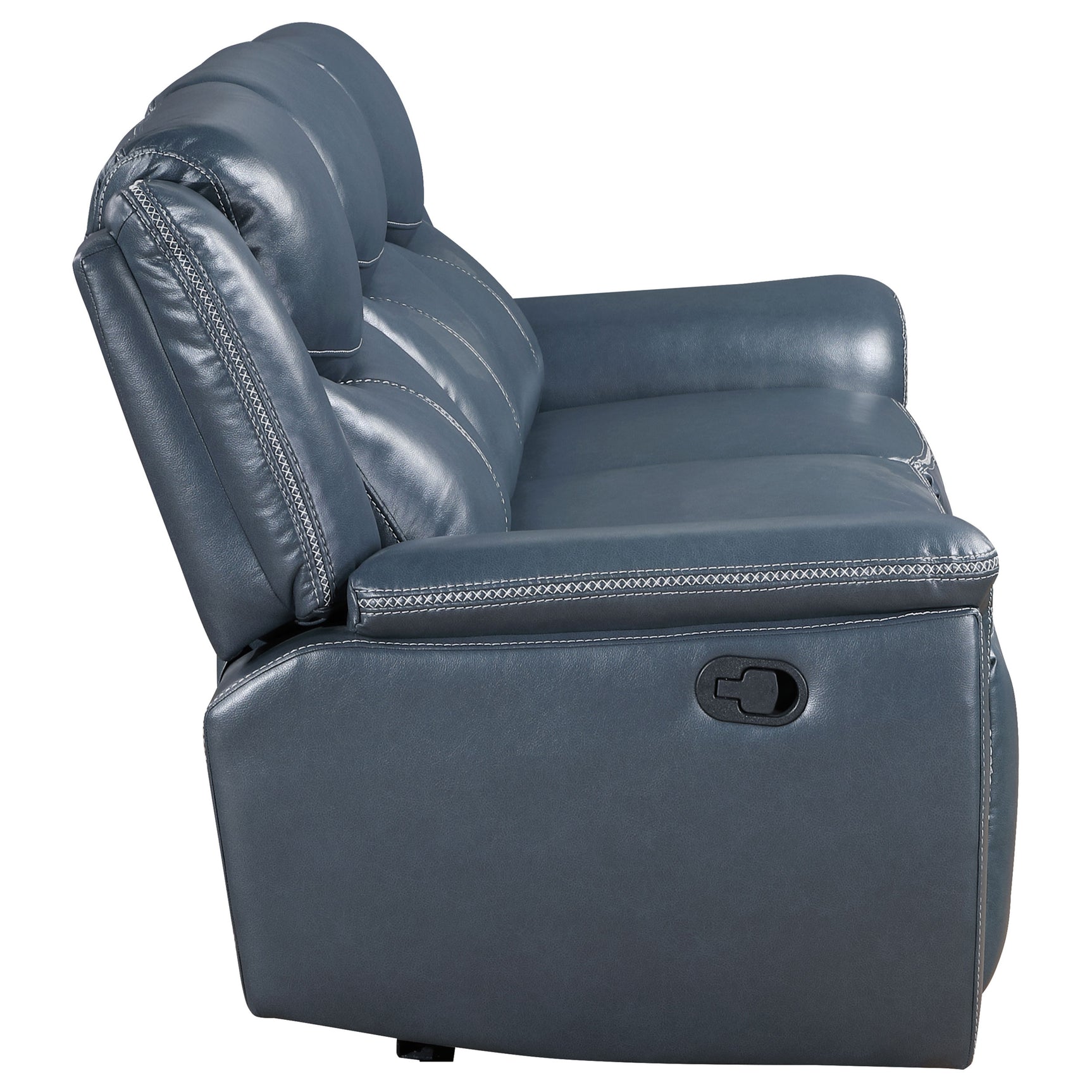 Sloane Upholstered Padded Arm Reclining Sofa Blue - Tampa Furniture Outlet