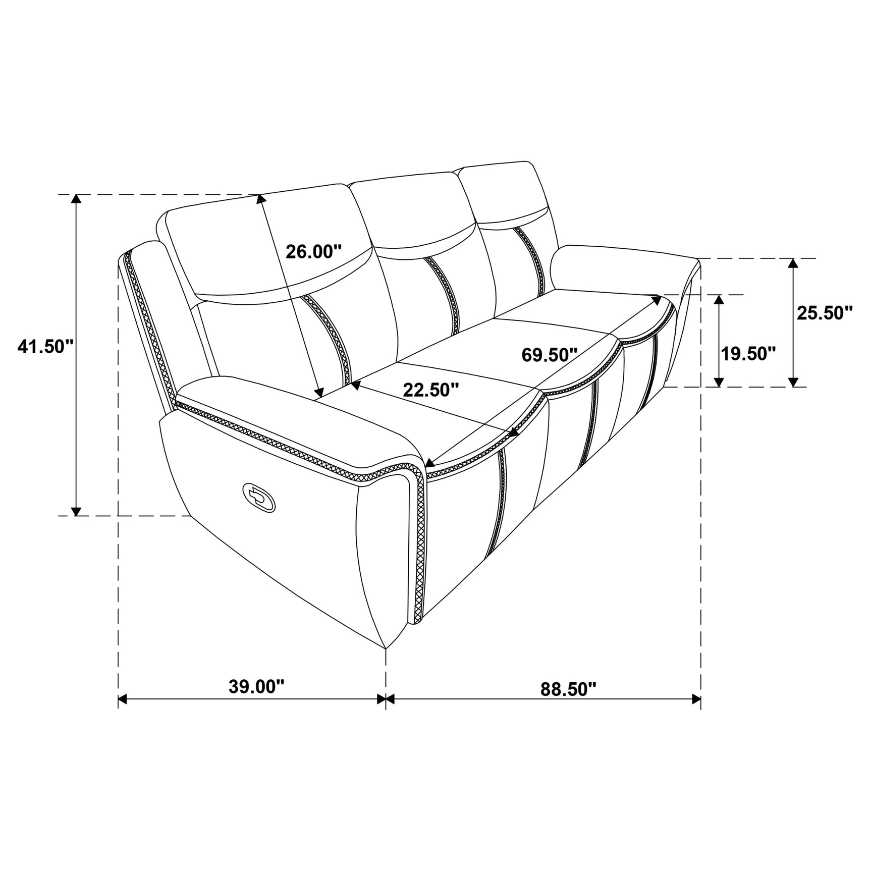 Sloane Upholstered Padded Arm Reclining Sofa Blue - Tampa Furniture Outlet