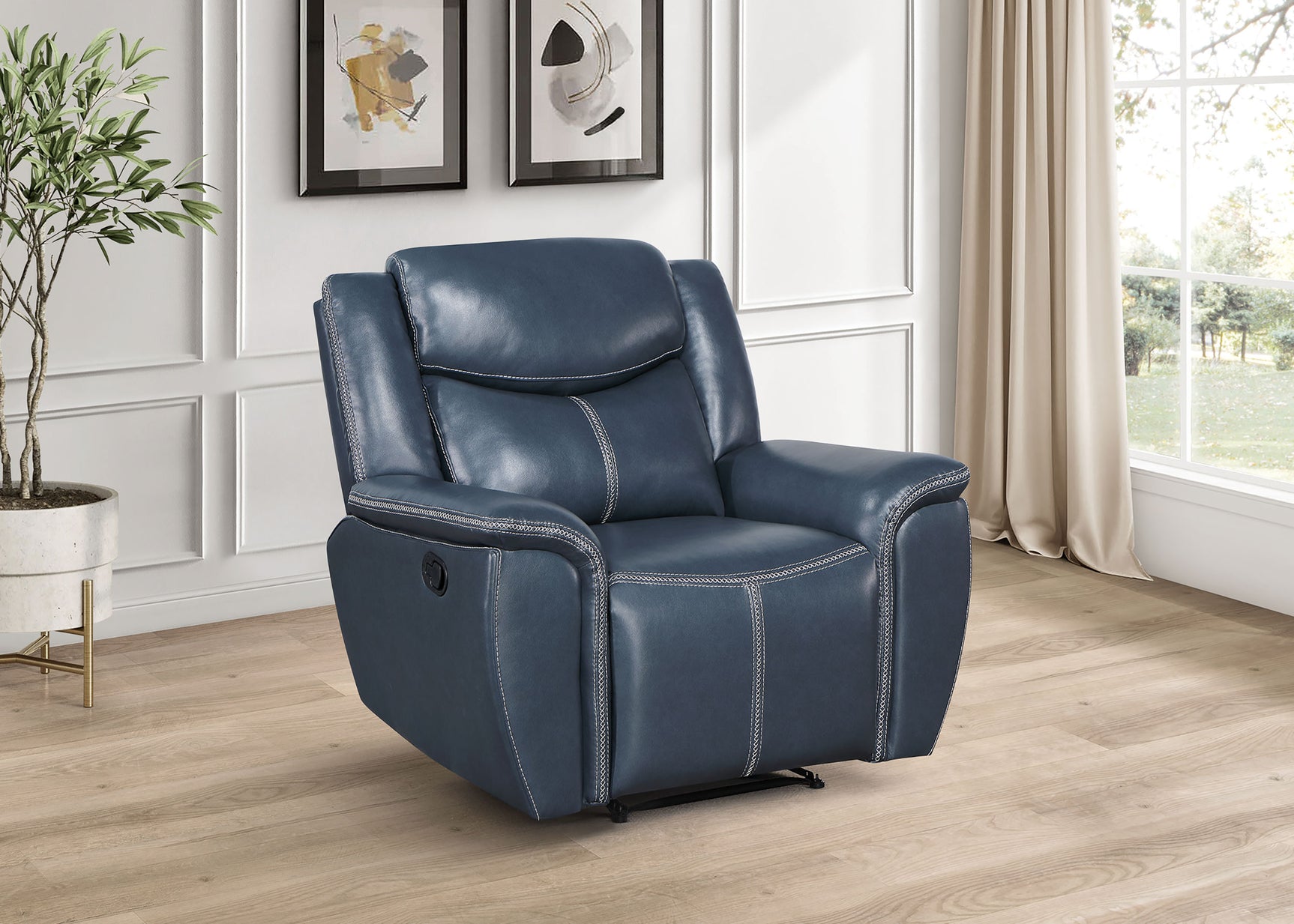 Sloane Upholstered Padded Arm Recliner Chair Blue - Tampa Furniture Outlet