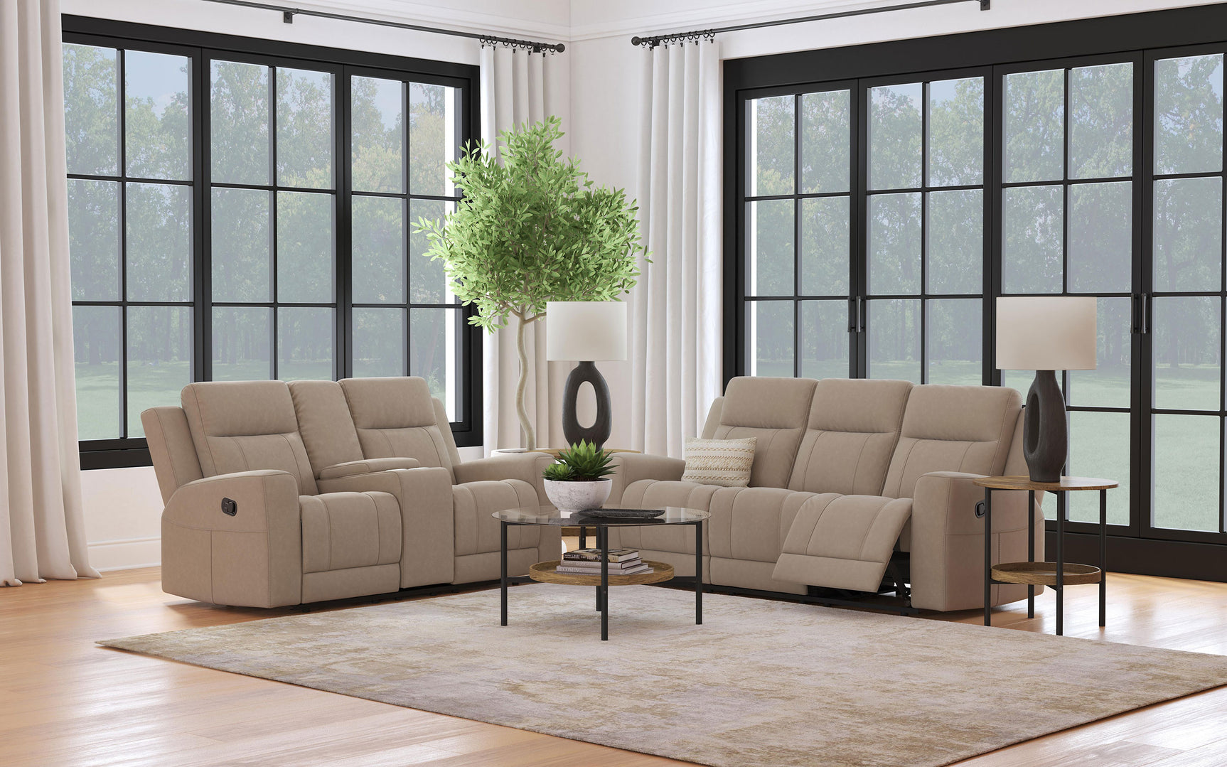 Tampa Furniture Outlet - Coaster - Brentwood 2-piece Upholstered Reclining Sofa Set Taupe - 610281-S2