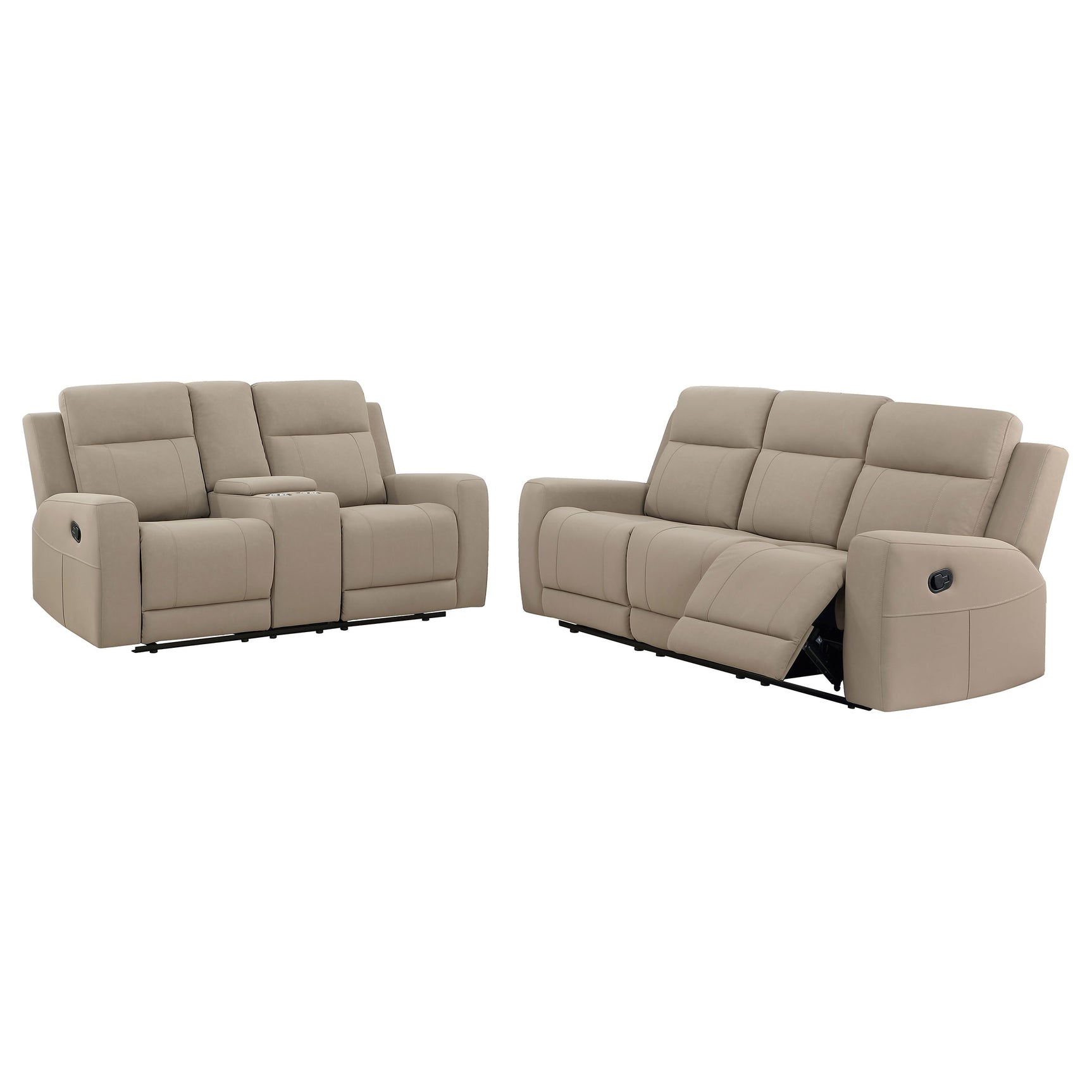 Brentwood 2-piece Upholstered Reclining Sofa Set Taupe - Tampa Furniture Outlet