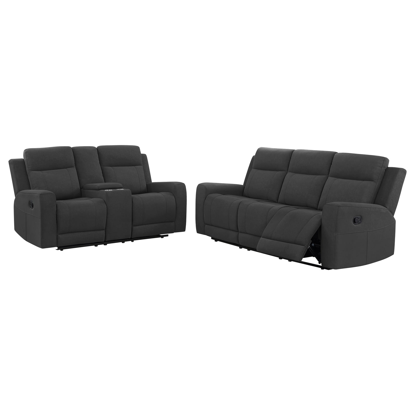 Brentwood 2-piece Upholstered Reclining Sofa Set Charcoal - Tampa Furniture Outlet