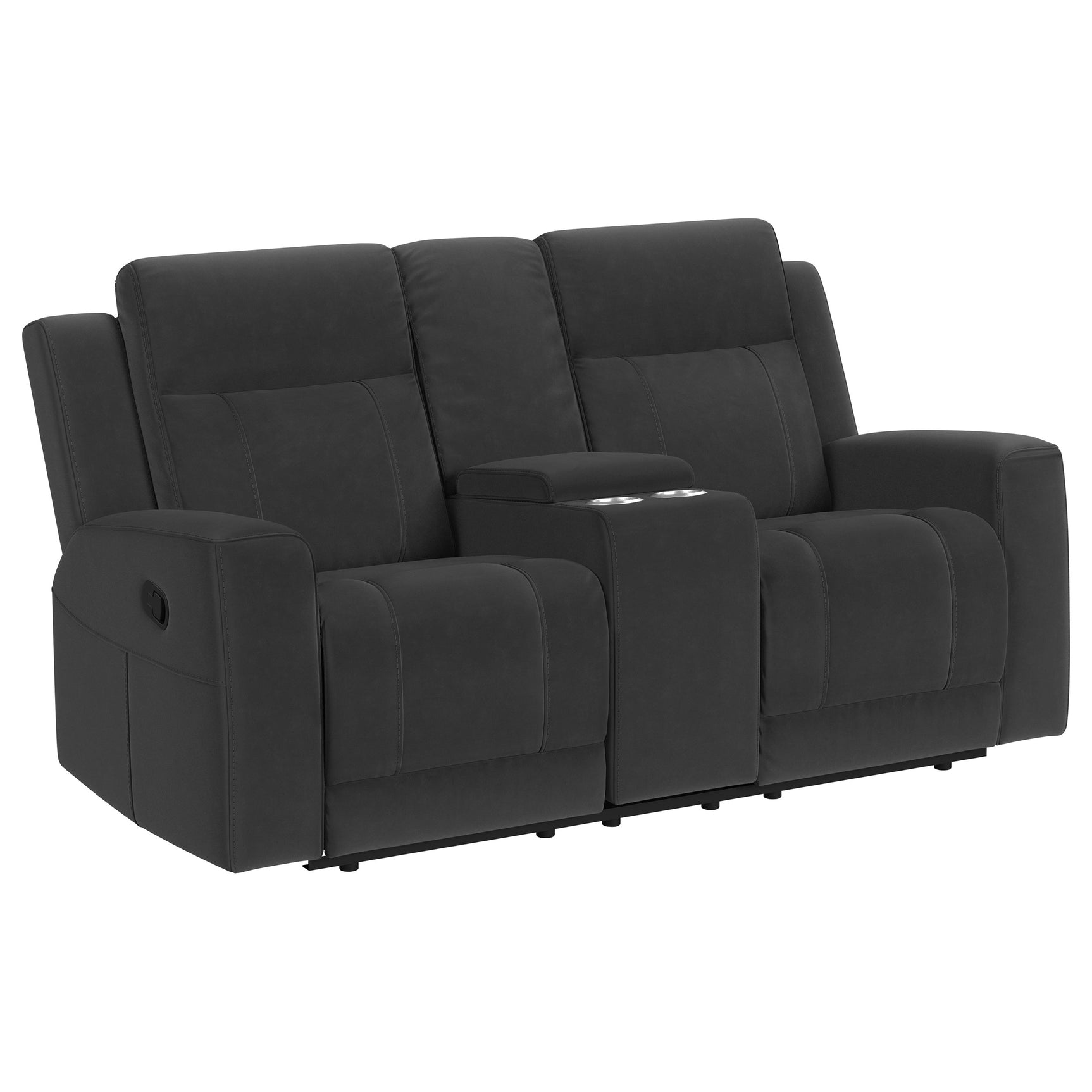Tampa Furniture Outlet - Coaster - Brentwood Upholstered Reclining Loveseat Dark Charcoal - 610285