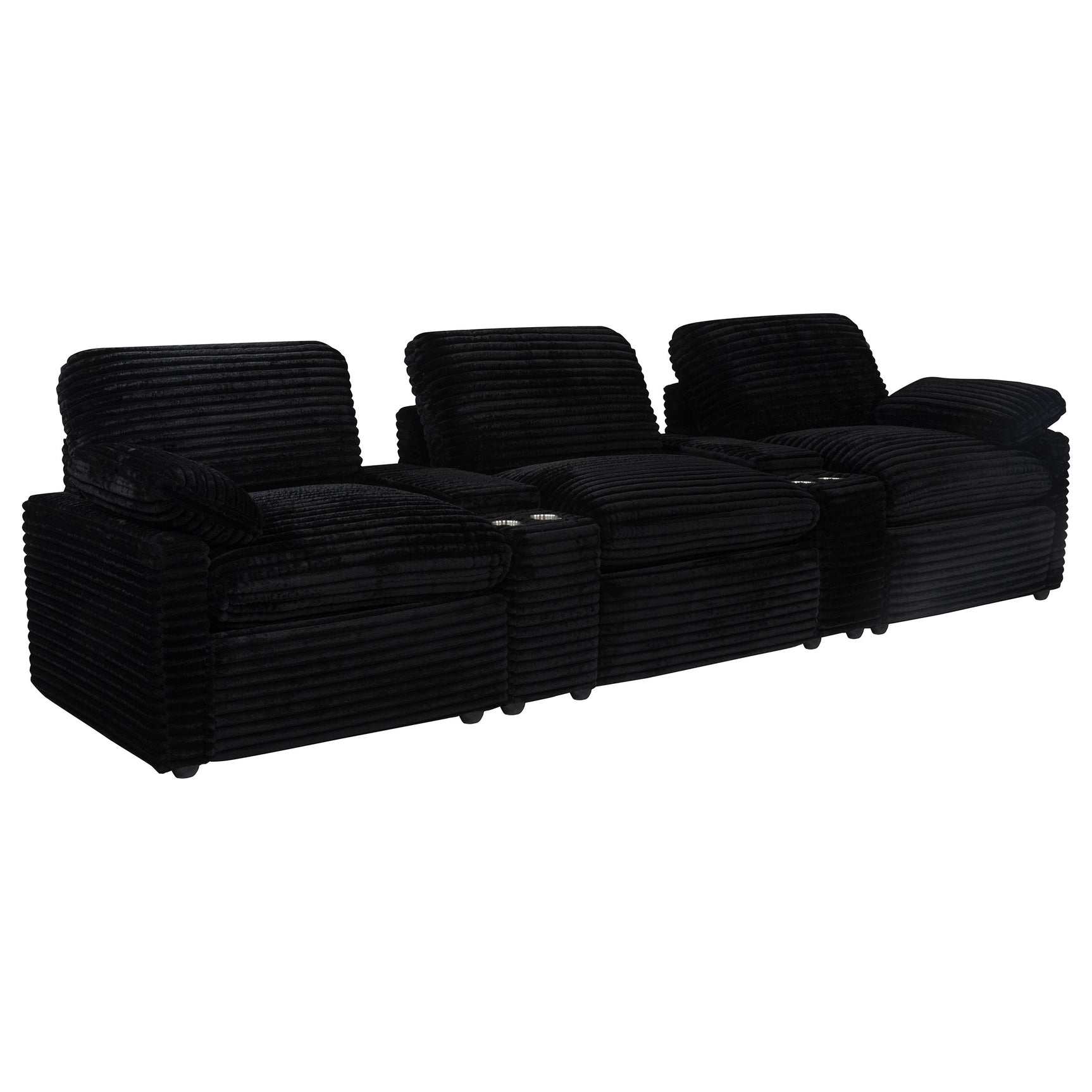 Tampa Furniture Outlet - Coaster - Collins 5-Piece Power Reclining Home Theater Seating Black - 610361PT