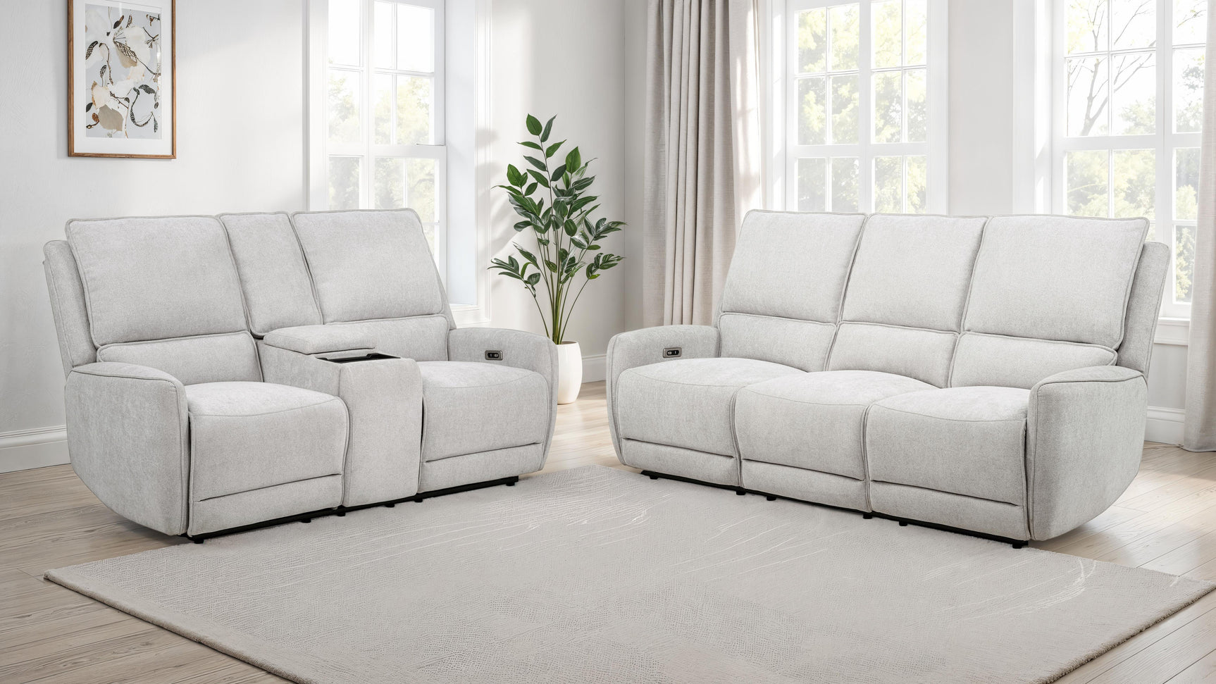 Tampa Furniture Outlet - Coaster - Sylmar 2-piece Chenille Power Reclining Sofa Set Dove Grey - 610521P-S2
