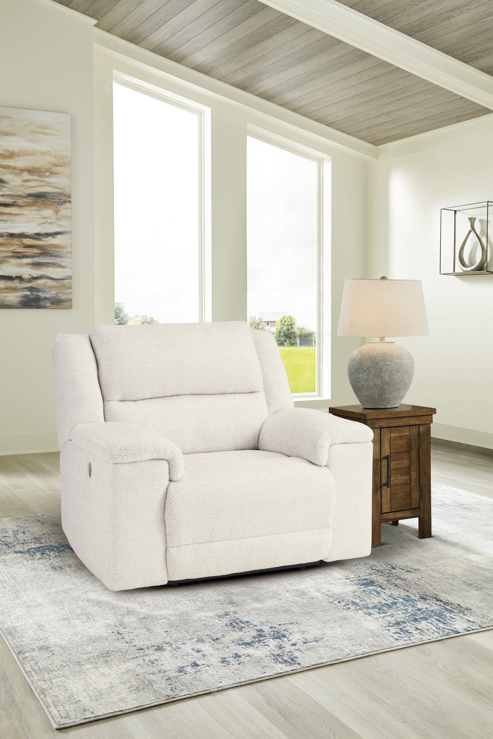 Tampa Furniture Outlet - Ashley Furniture - Keensburg Living Room - Wide Seat Power Recliner / Linen - 6180782