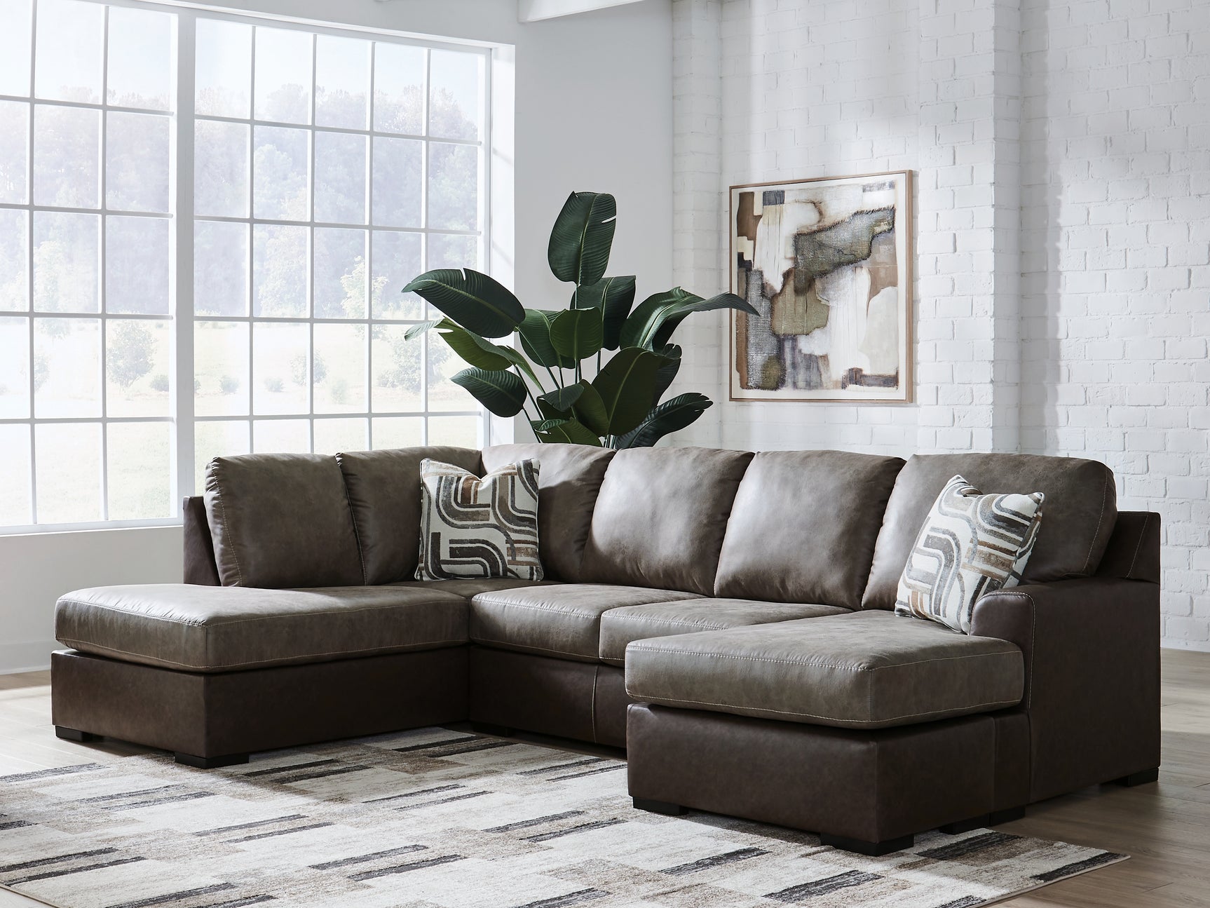 Tampa Furniture Outlet - Ashley Furniture - Castille Way Sectional - RAF 2-Piece Sectional with Chaise / Fossil - PC62703S1