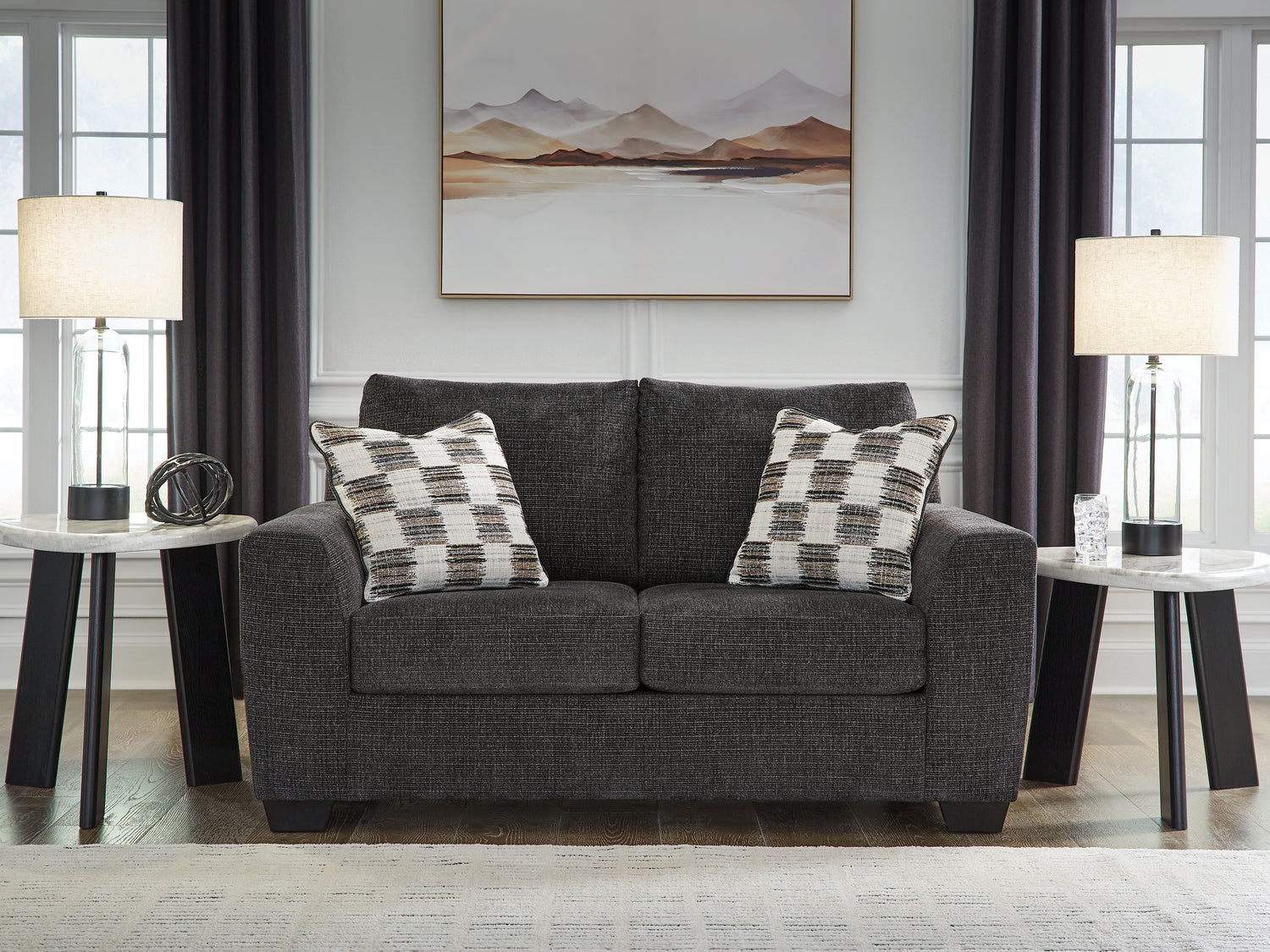 Tampa Furniture Outlet - Ashley Furniture - Loreo Living Room - Loveseat / Ebony - 6310135