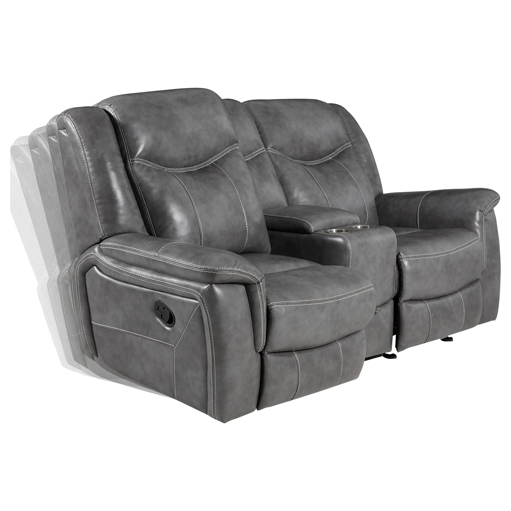 Conrad Upholstered Padded Arm Glider Loveseat Grey - Tampa Furniture Outlet