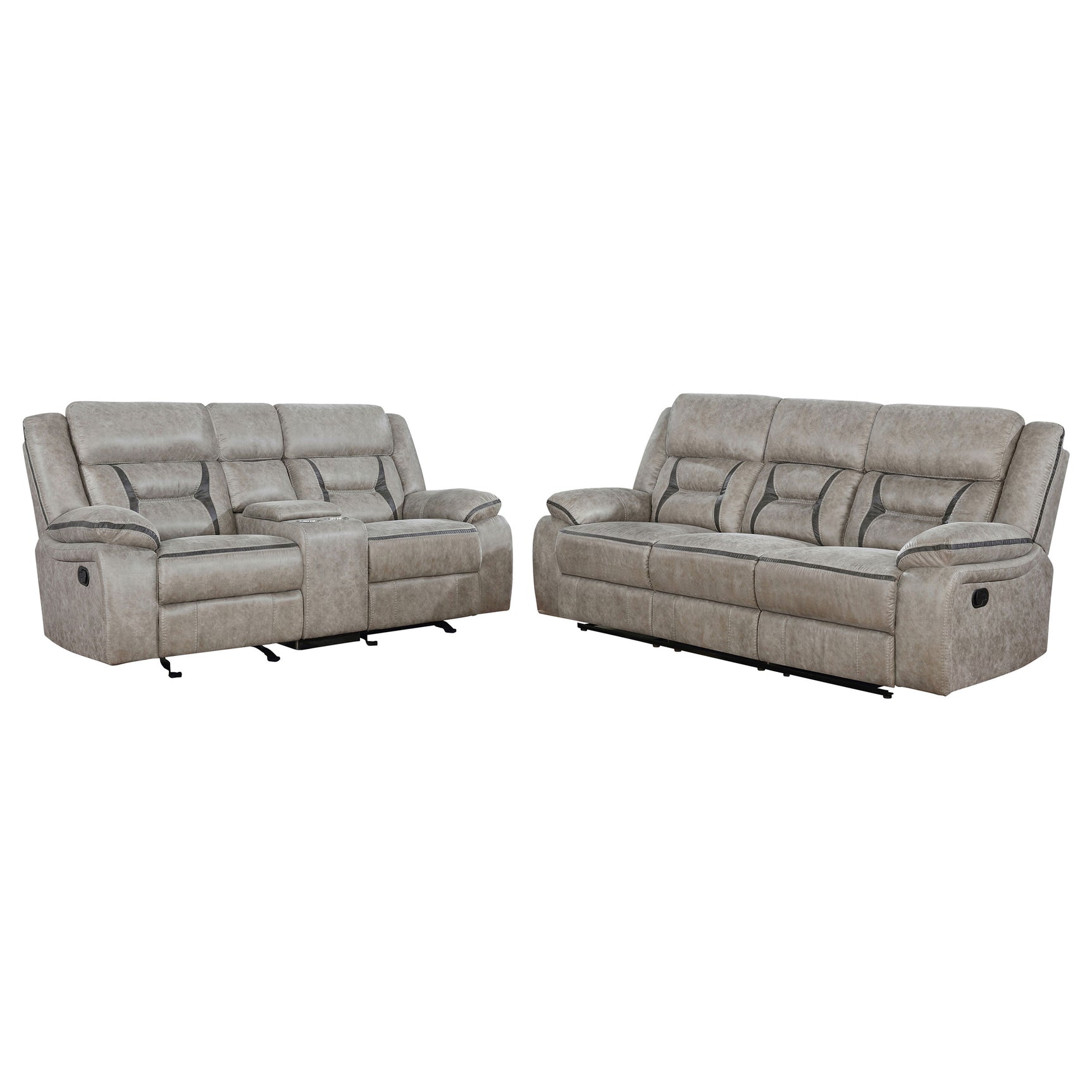 Greer 2-piece Upholstered Reclining Sofa Set Taupe - Tampa Furniture Outlet