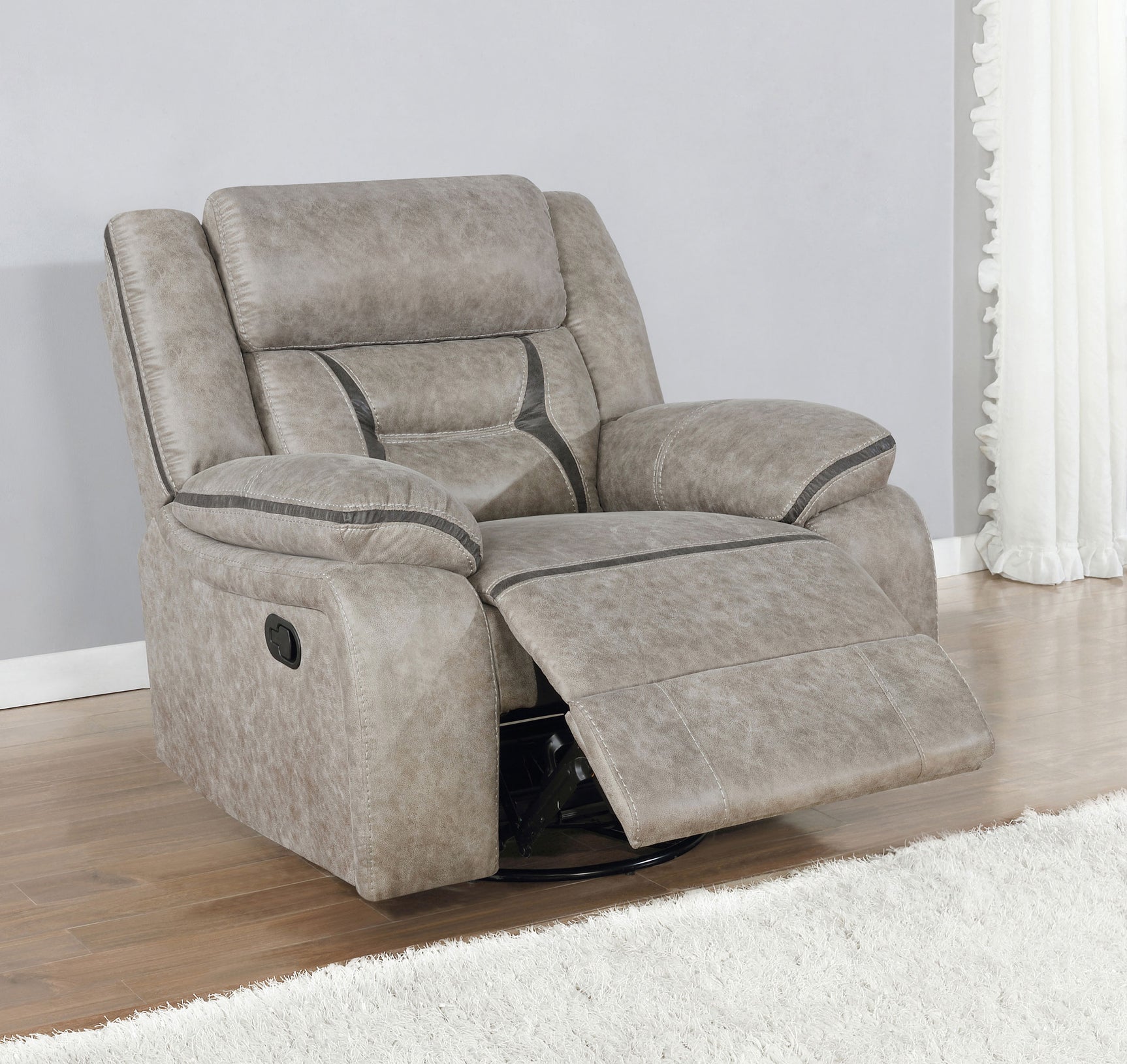Greer Upholstered Swivel Glider Recliner Chair Taupe - Tampa Furniture Outlet