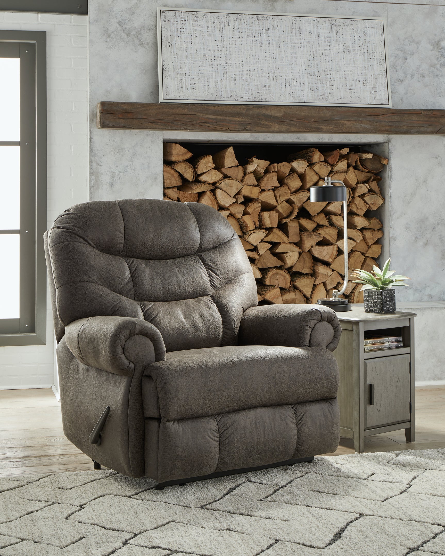 Tampa Furniture Outlet - Ashley Furniture - Camera Time Living Room - Zero Wall Recliner / Gunmetal - 6570729