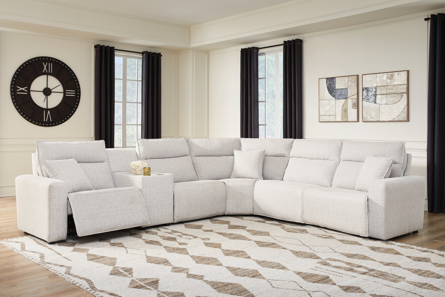 Tampa Furniture Outlet - Ashley Furniture - ModMax II Sectional - 6-Piece Reclining Sectional with Console / Stone - 65907S36