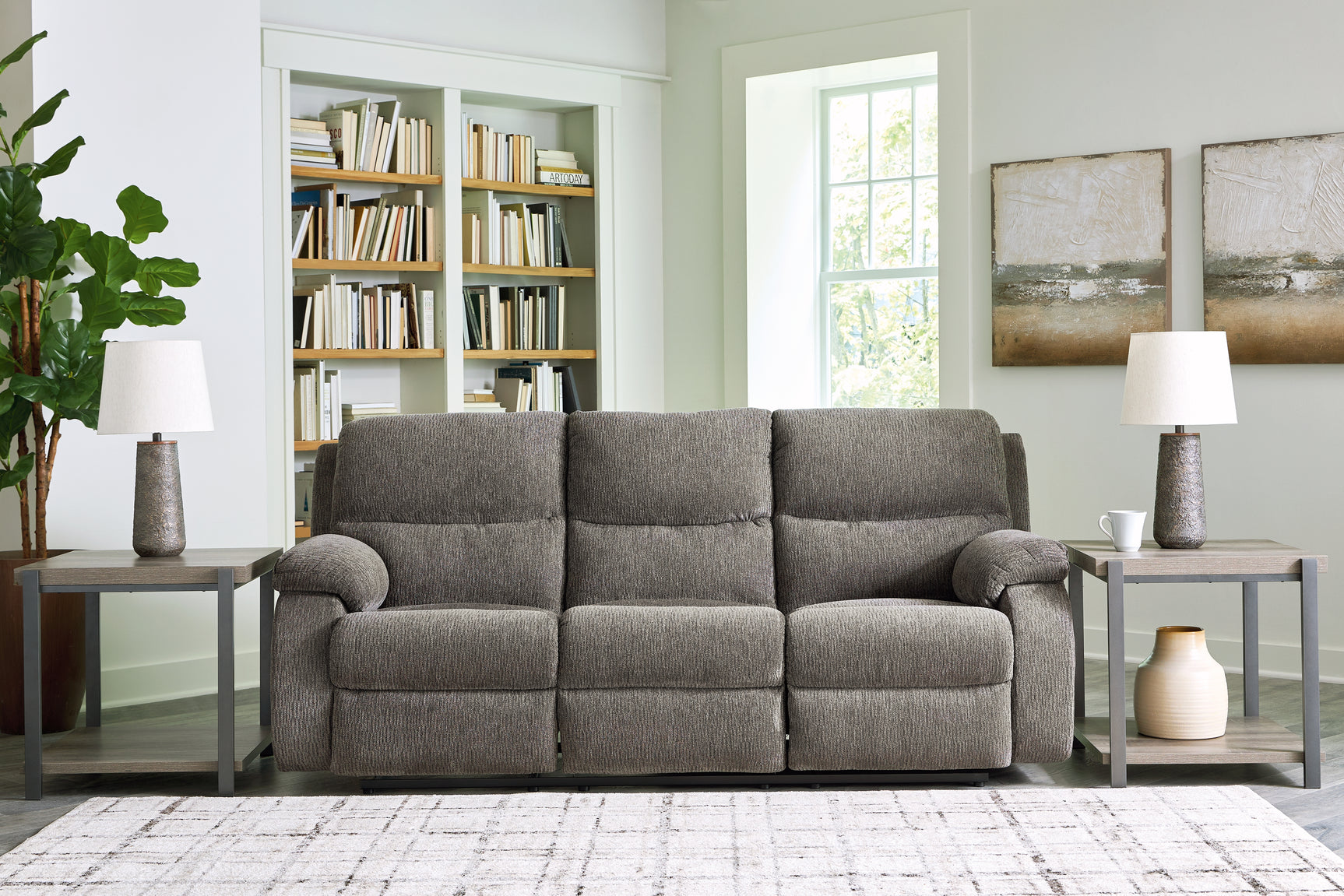 Tampa Furniture Outlet - Ashley Furniture - Scranto Living Room - Reclining Sofa / Brindle - 6650288