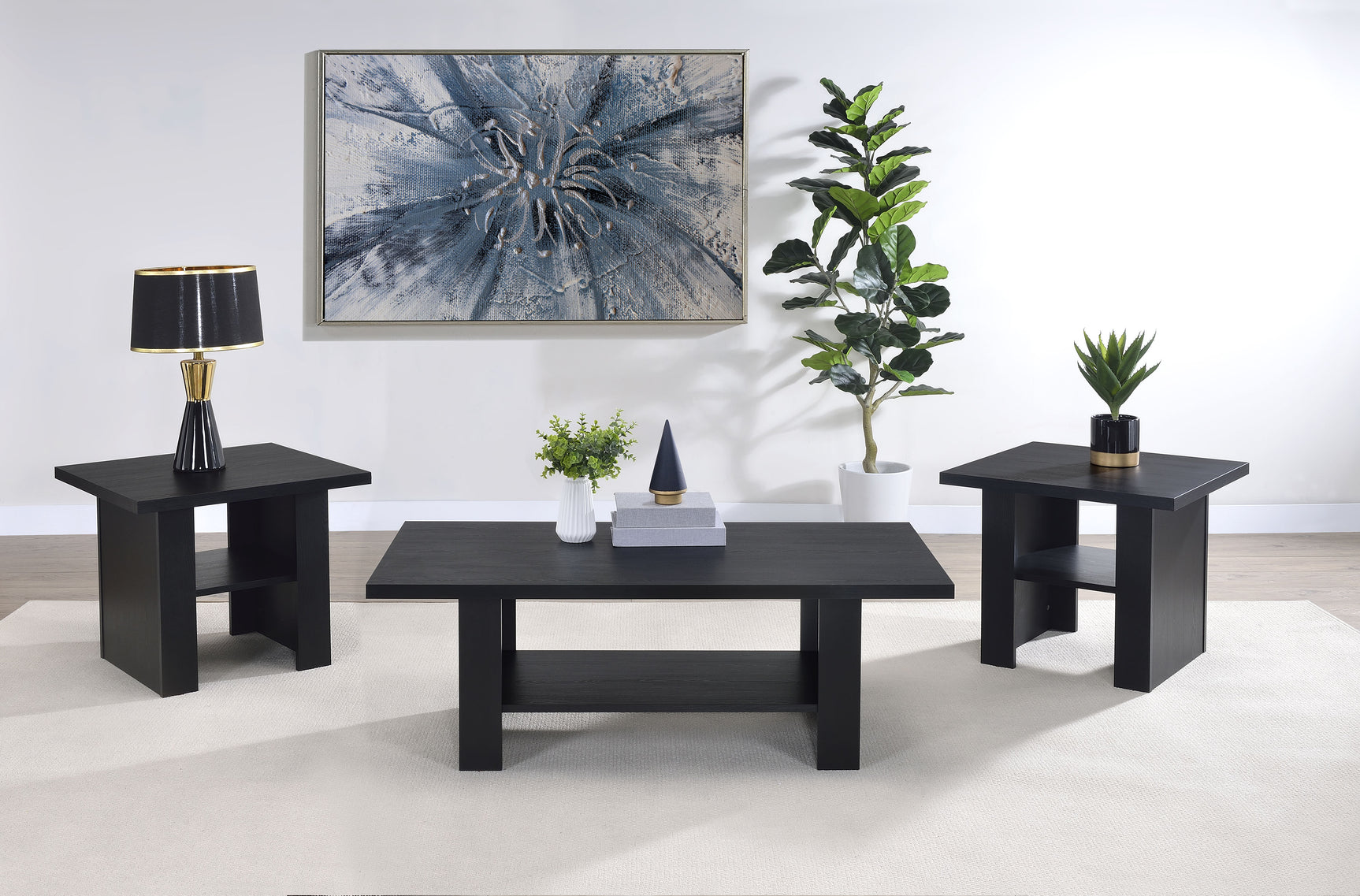 Rodez 3-piece Engineered Wood Coffee Table Set Black - Tampa Furniture Outlet