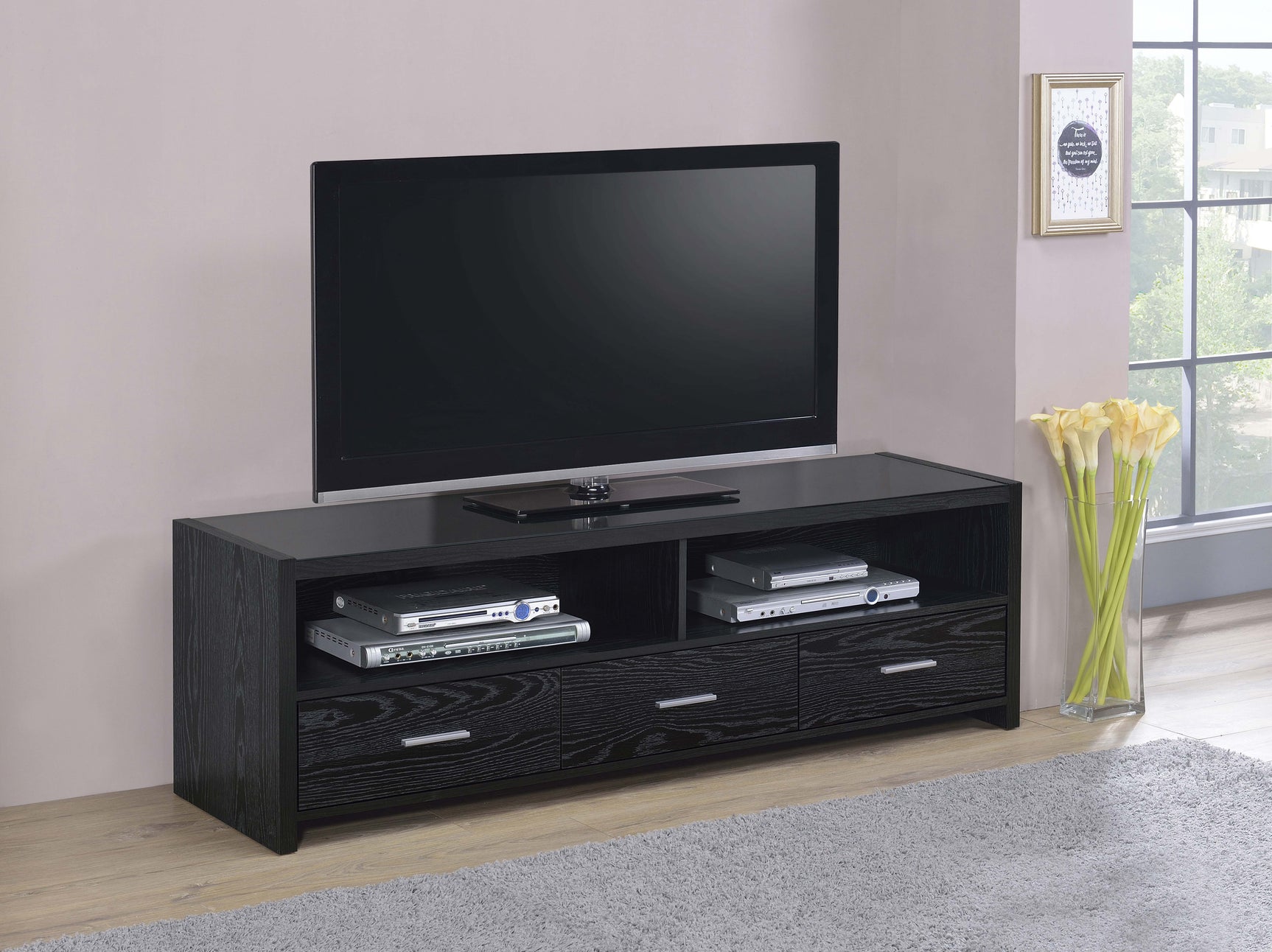 Alton 3-drawer Engineered Wood 61-inch TV Stand Black Oak - Tampa Furniture Outlet