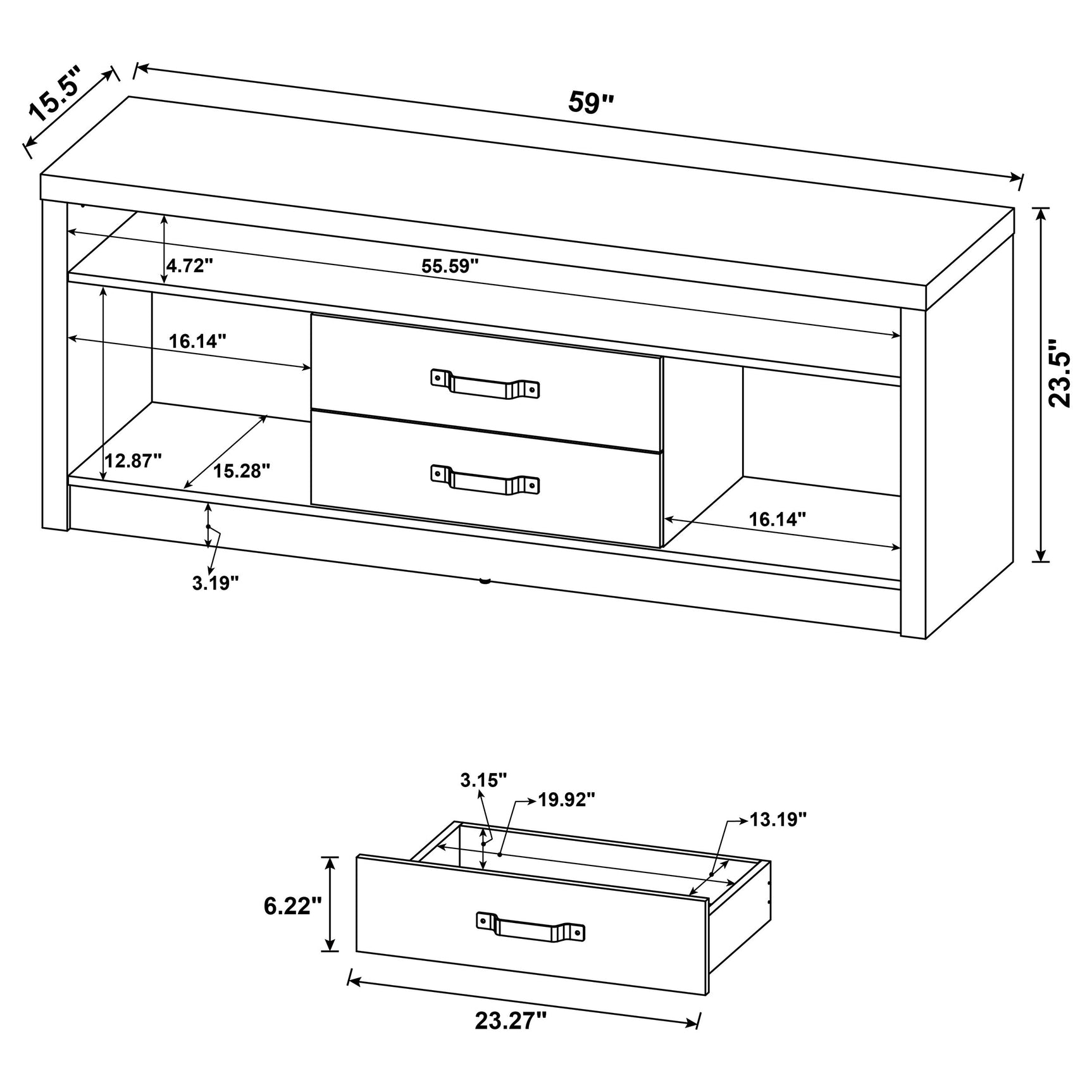 Burke 3-piece 59-inch TV Entertainment Center Grey Driftwood - Tampa Furniture Outlet