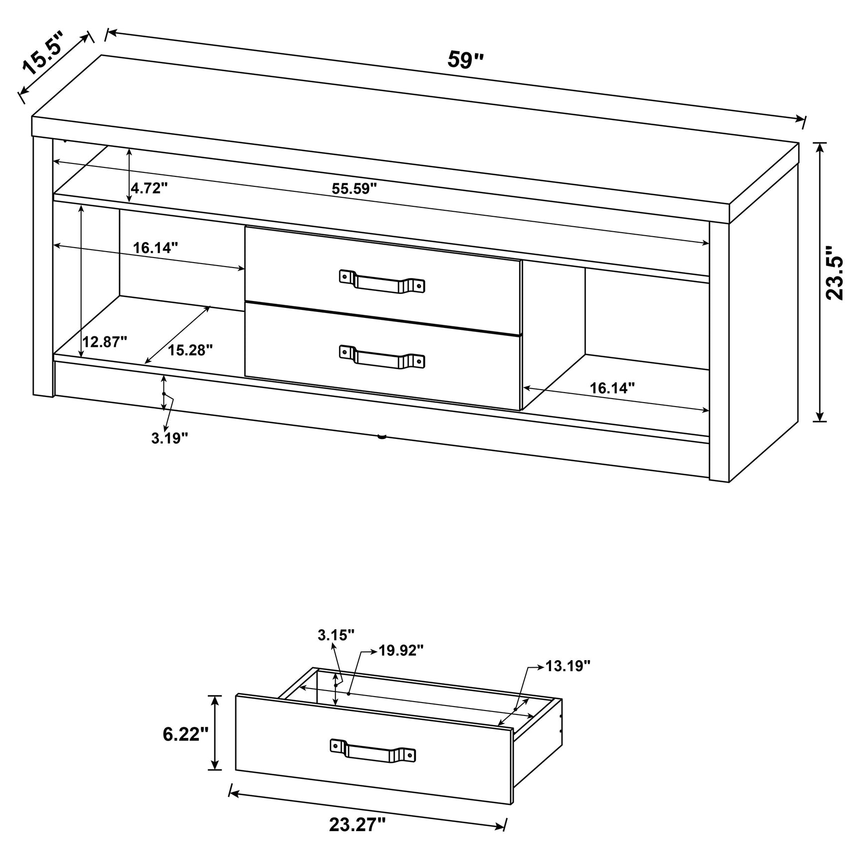 Burke 2-drawer Engineered Wood 59-inch TV Stand Grey Driftwood - Tampa Furniture Outlet