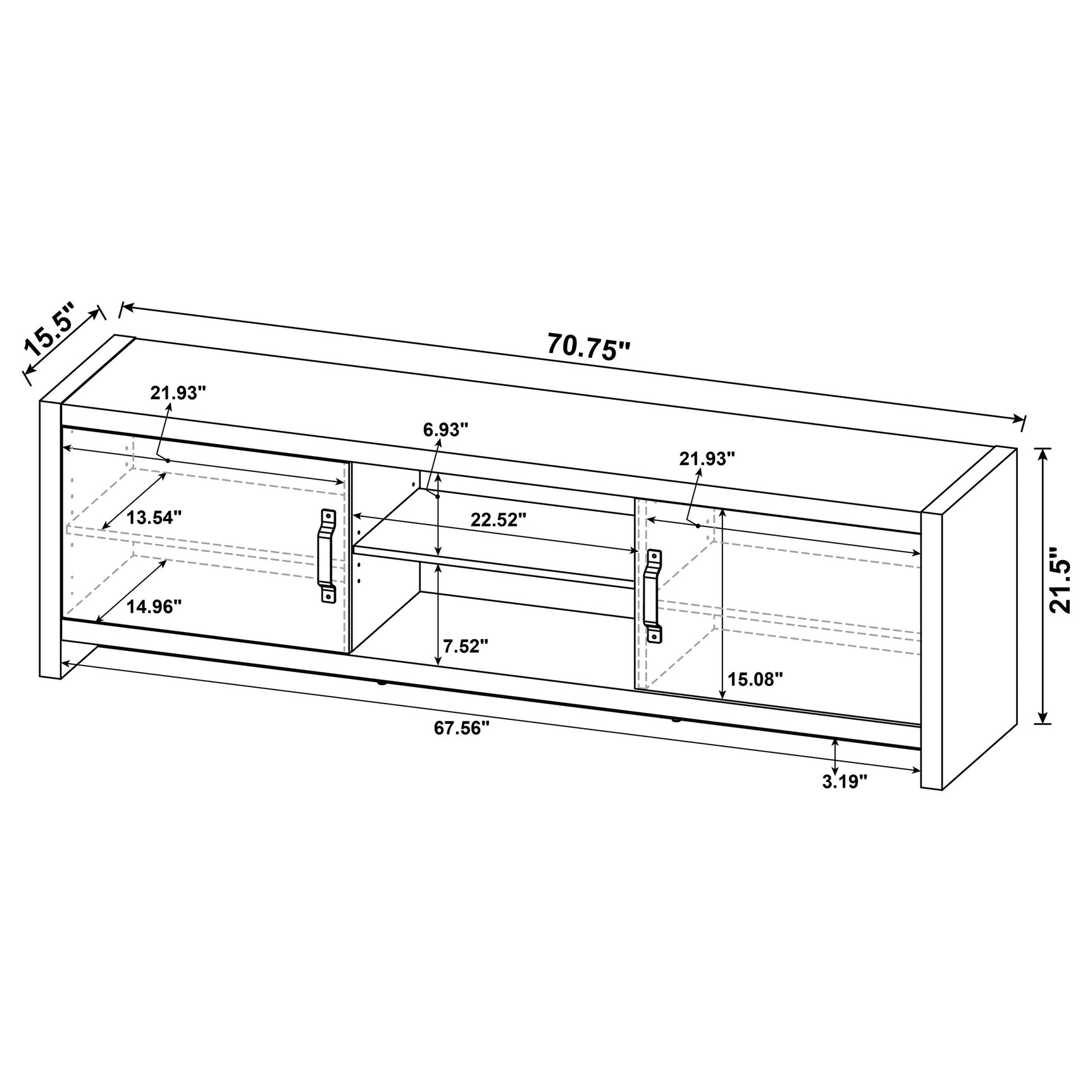 Burke 2-door Engineered Wood 71-inch TV Stand Grey Driftwood - Tampa Furniture Outlet