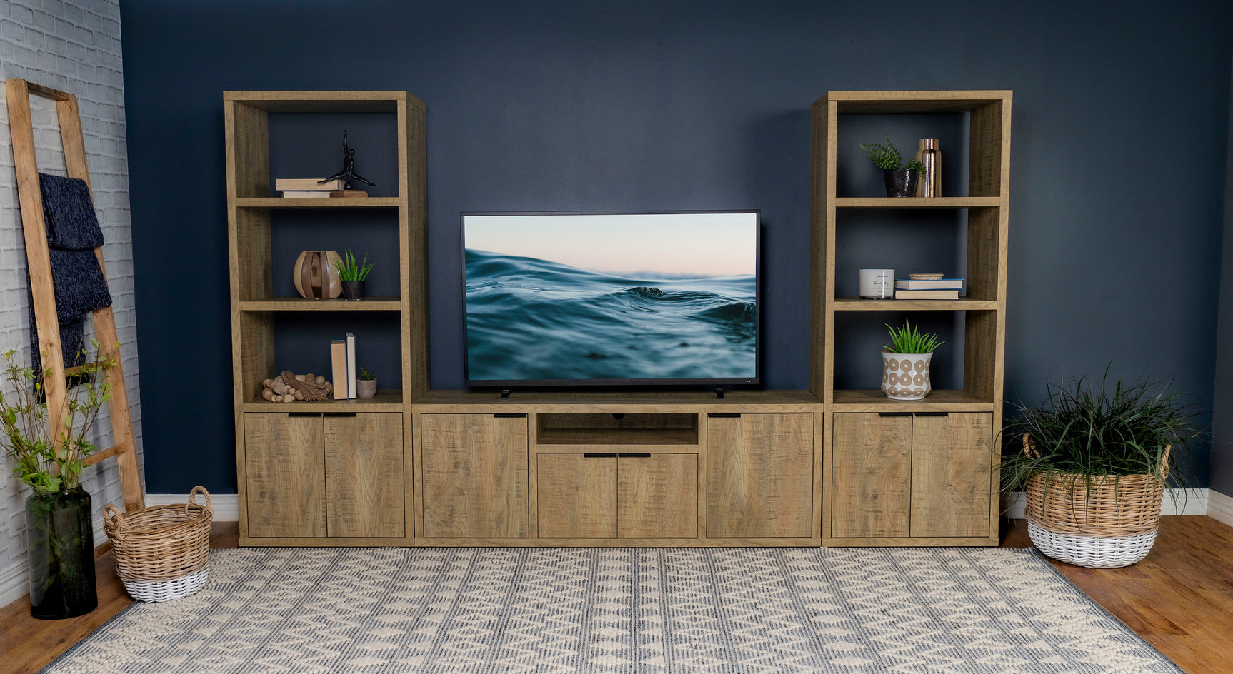 Tabby 3-shelf Engineered Wood Media Tower Mango