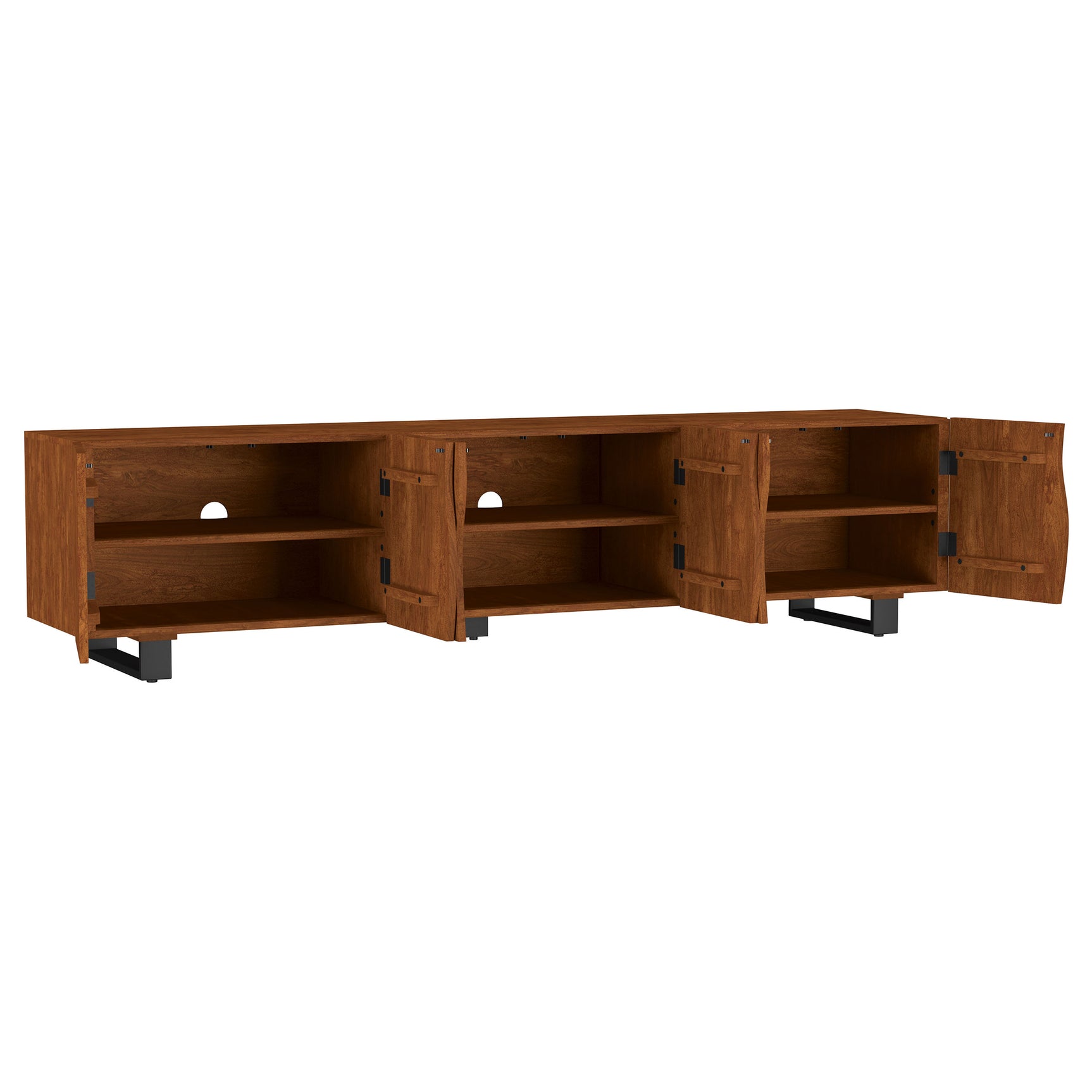 Trask 86-inch Wood TV Stand Media Console Mango Brown - Tampa Furniture Outlet